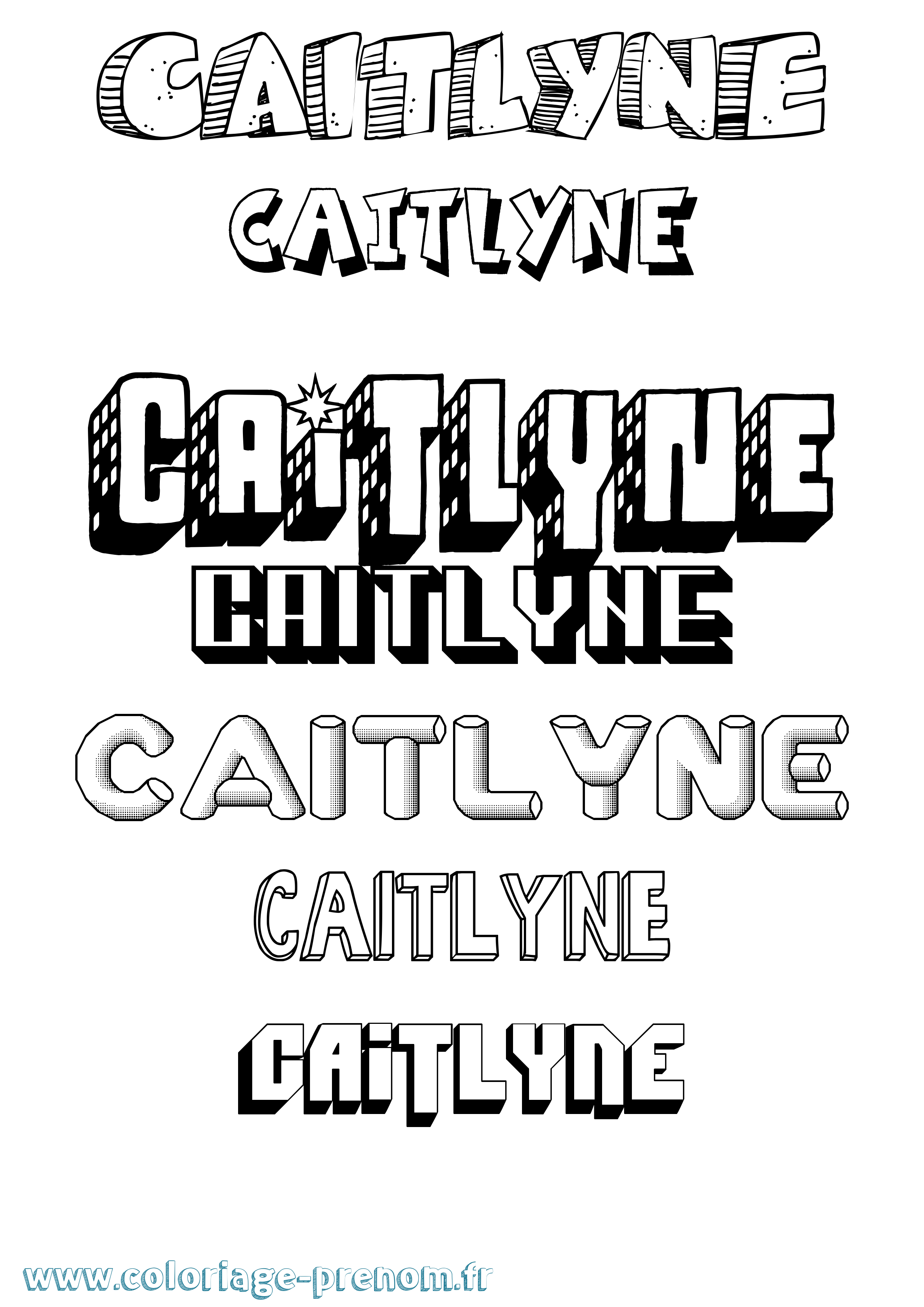 Coloriage Caitlyne Effet 3D Coloriage prénom Caitlyne Effet 3D