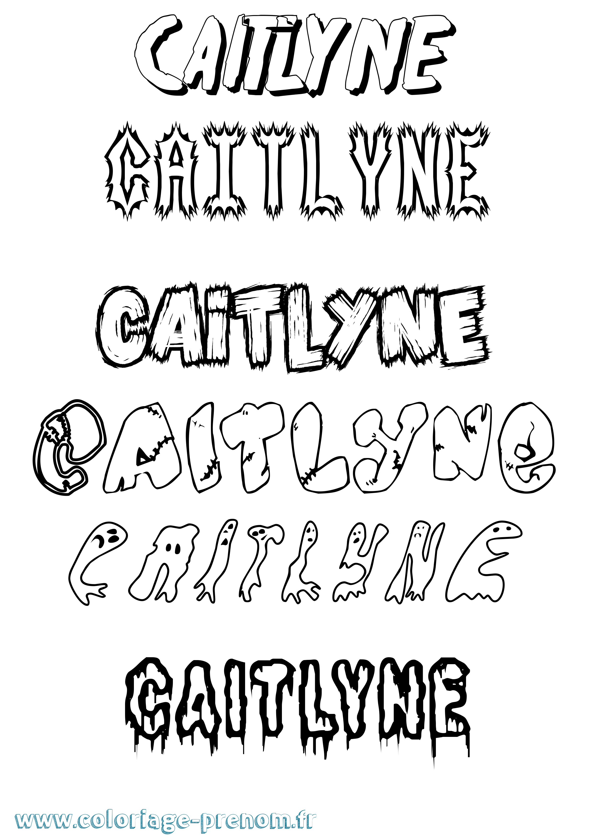 Coloriage Caitlyne Frisson Coloriage prénom Caitlyne Frisson