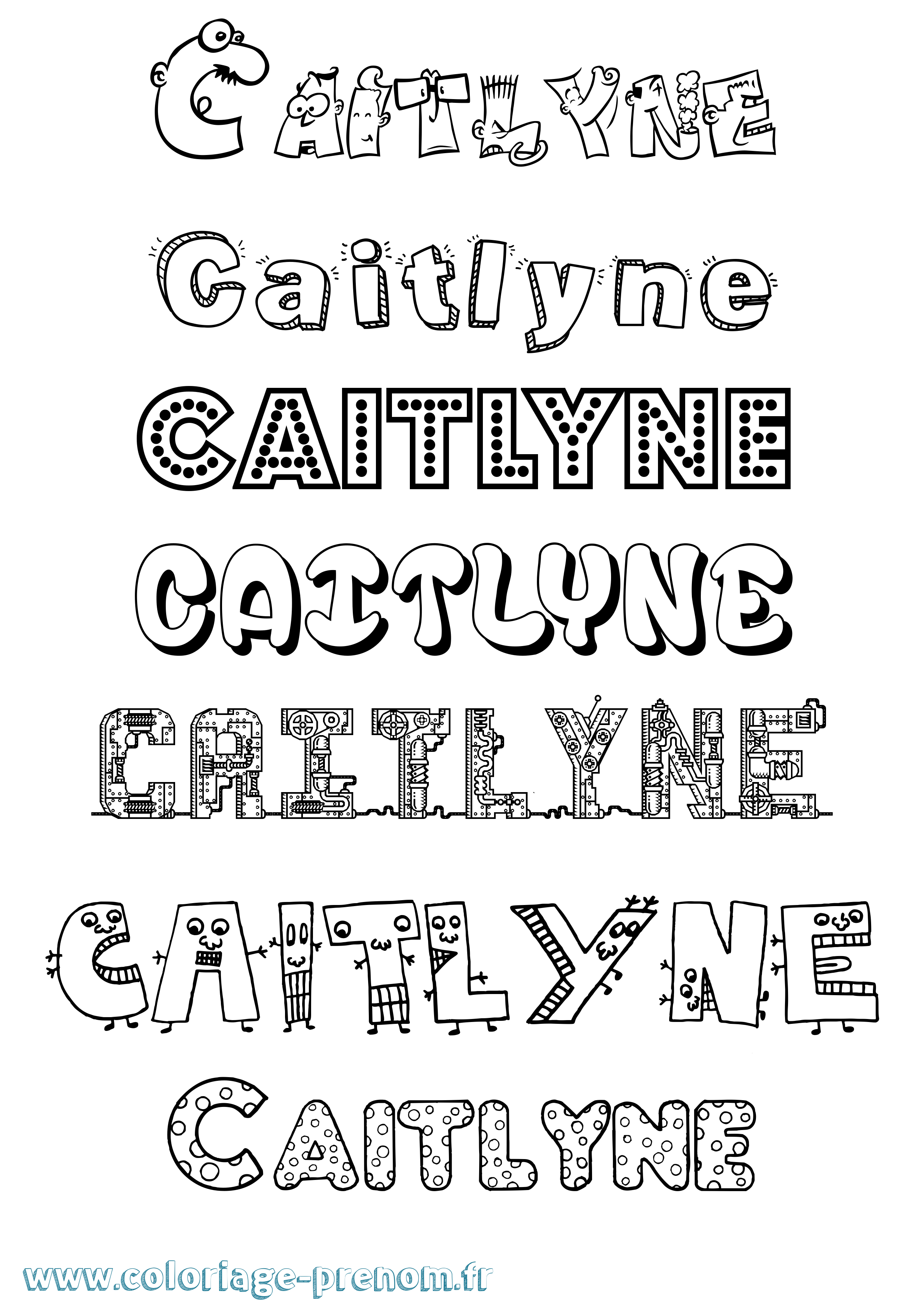Coloriage Caitlyne Fun Coloriage prénom Caitlyne Fun