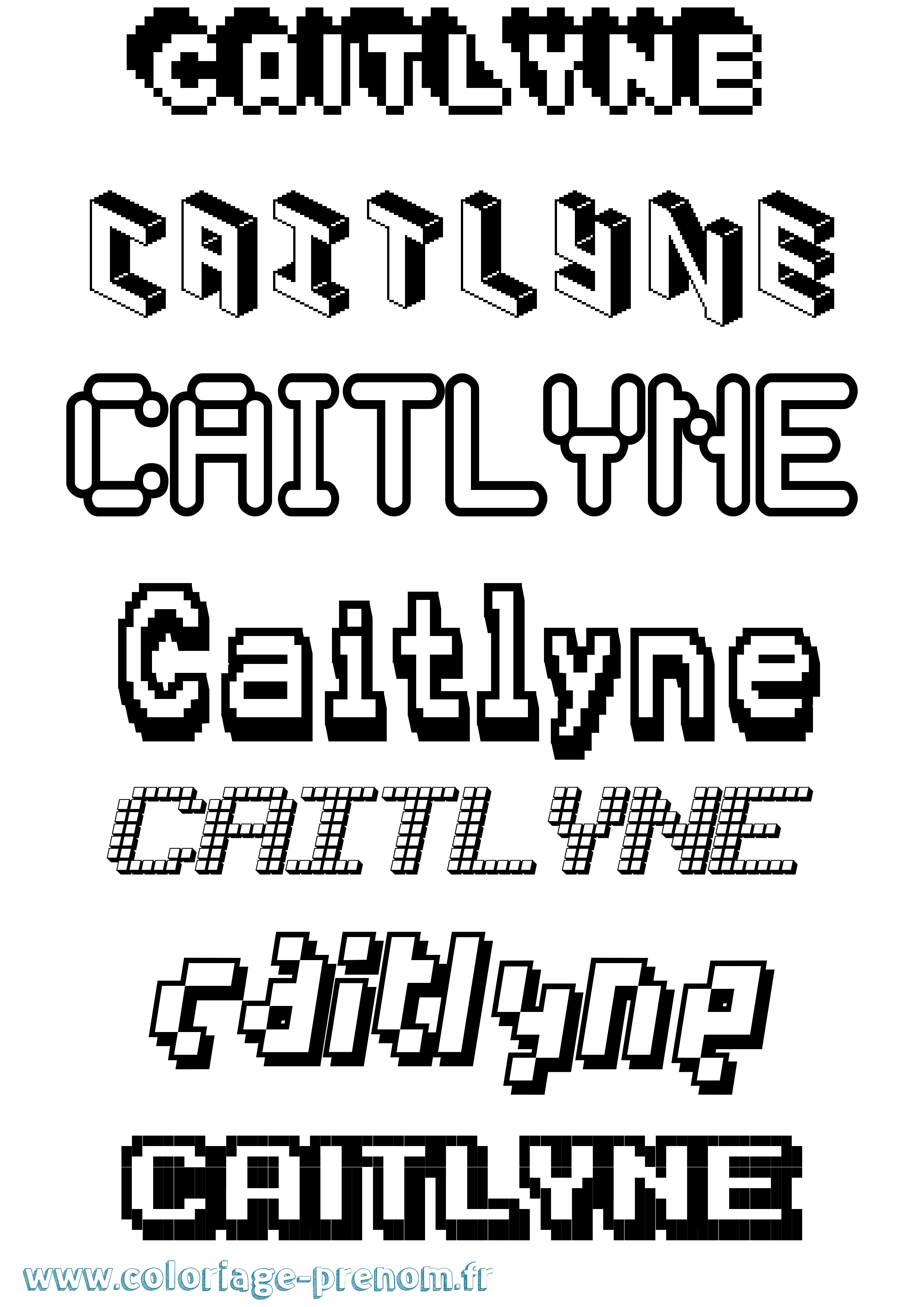 Coloriage Caitlyne Pixel Coloriage prénom Caitlyne Pixel