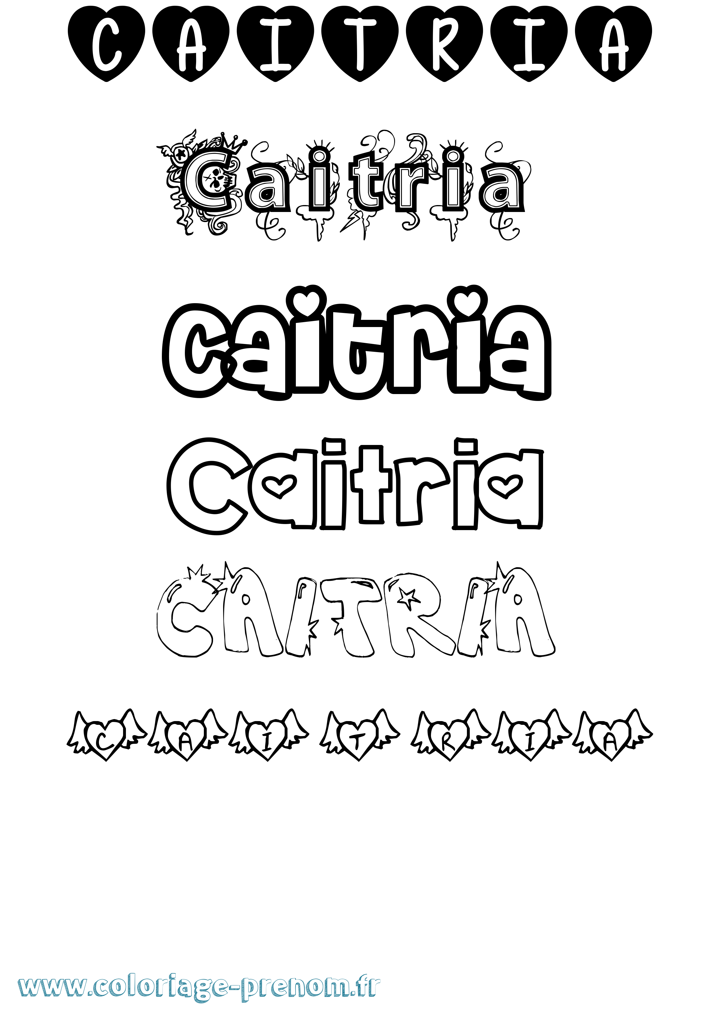 Coloriage prénom Caitria Girly