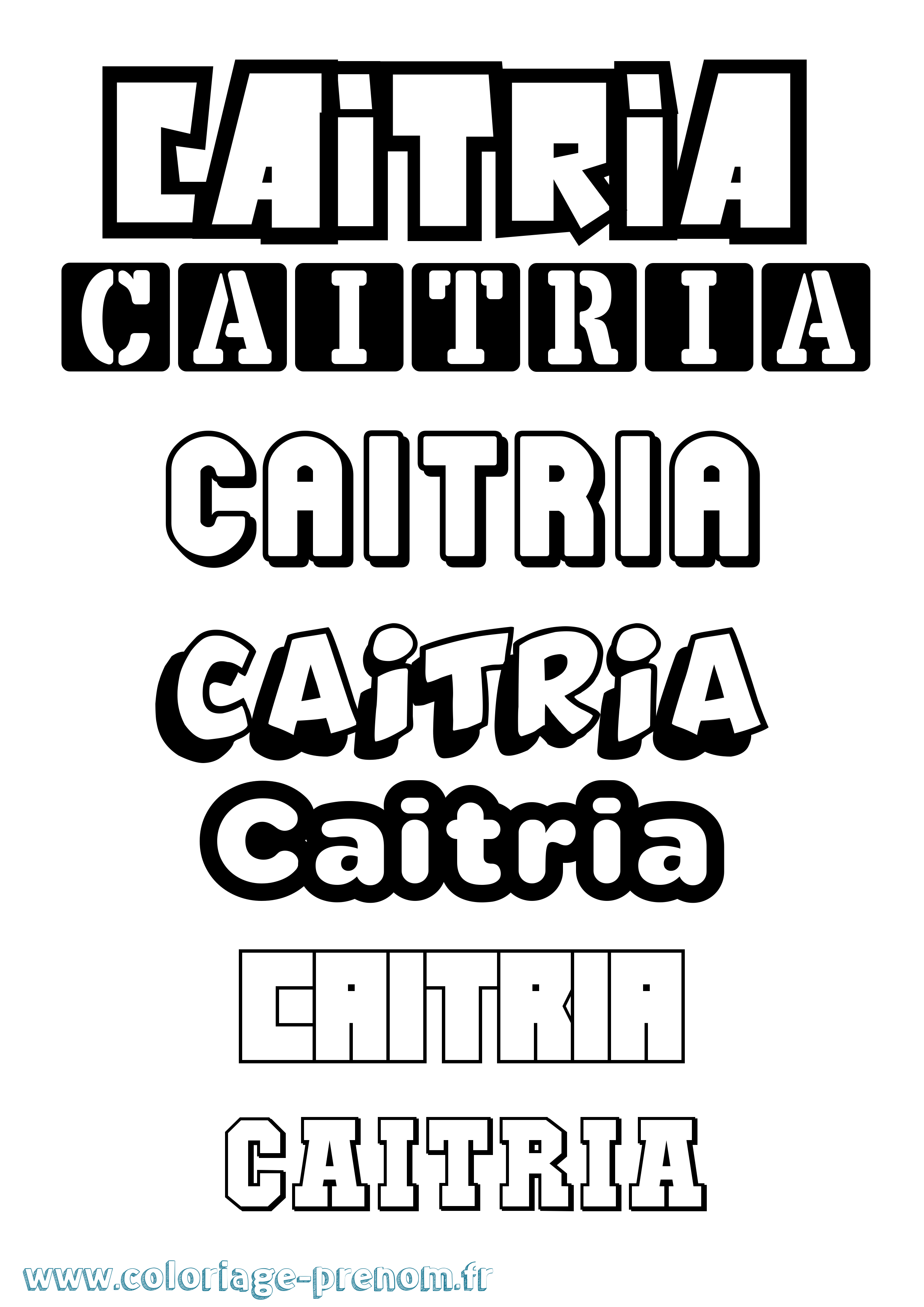 Coloriage prénom Caitria Simple
