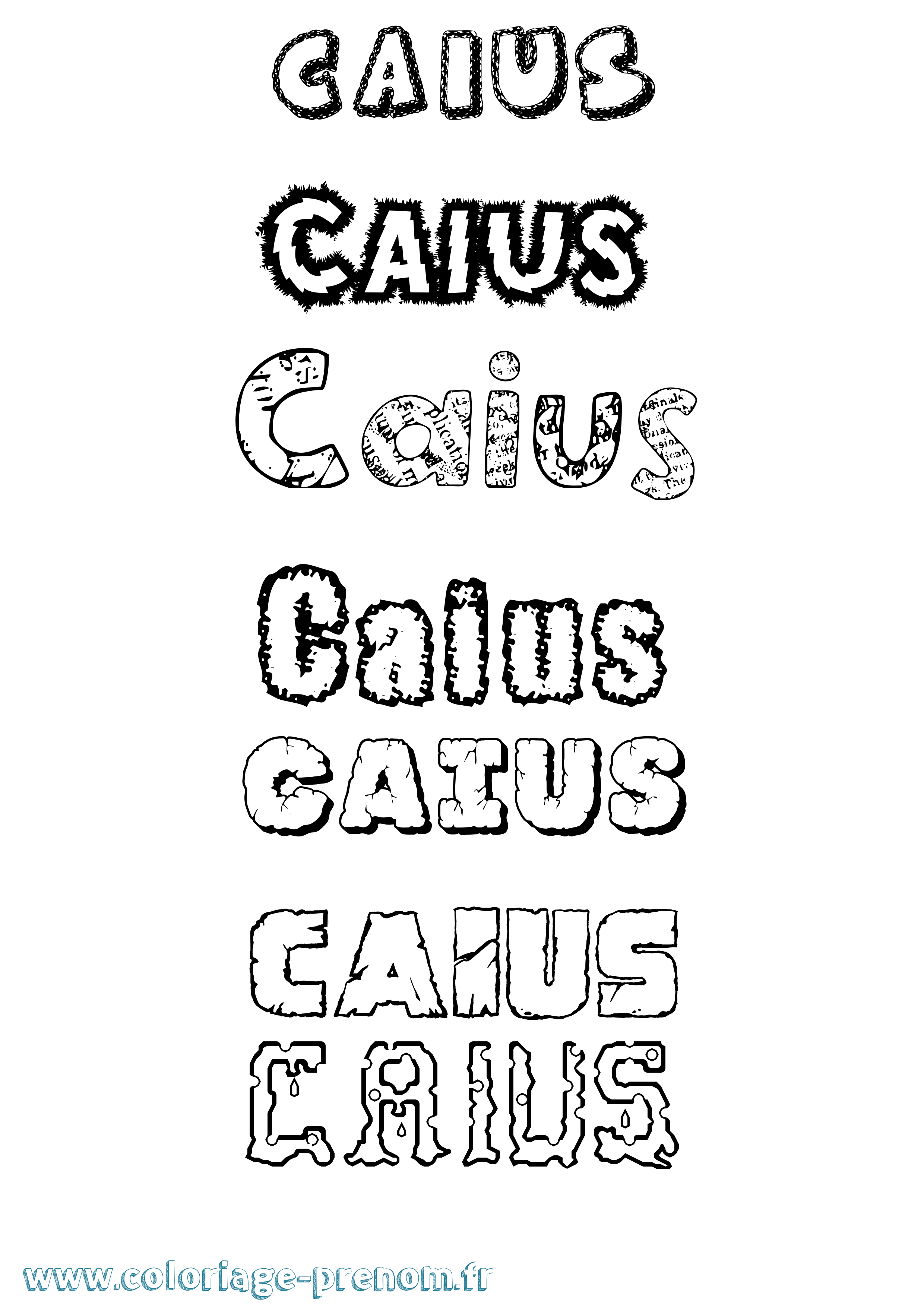 Coloriage prénom Caius Destructuré
