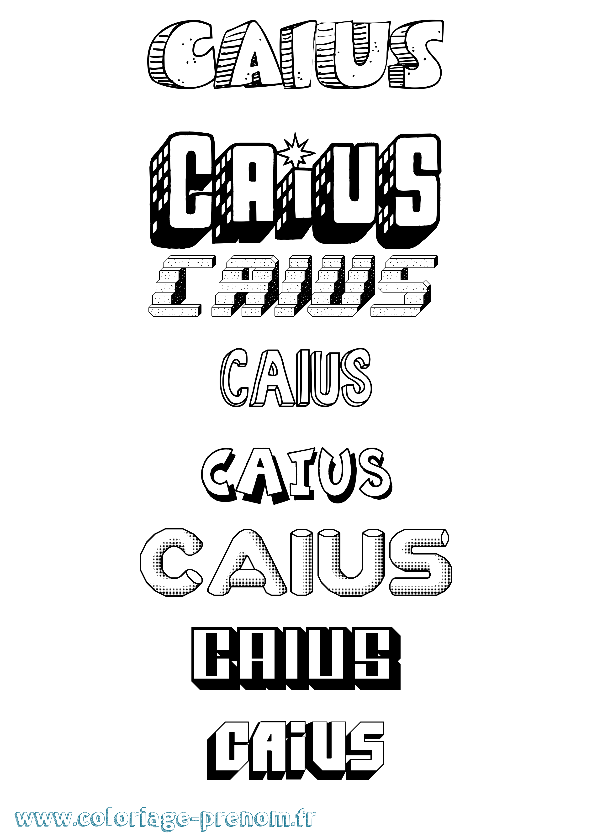 Coloriage prénom Caius Effet 3D