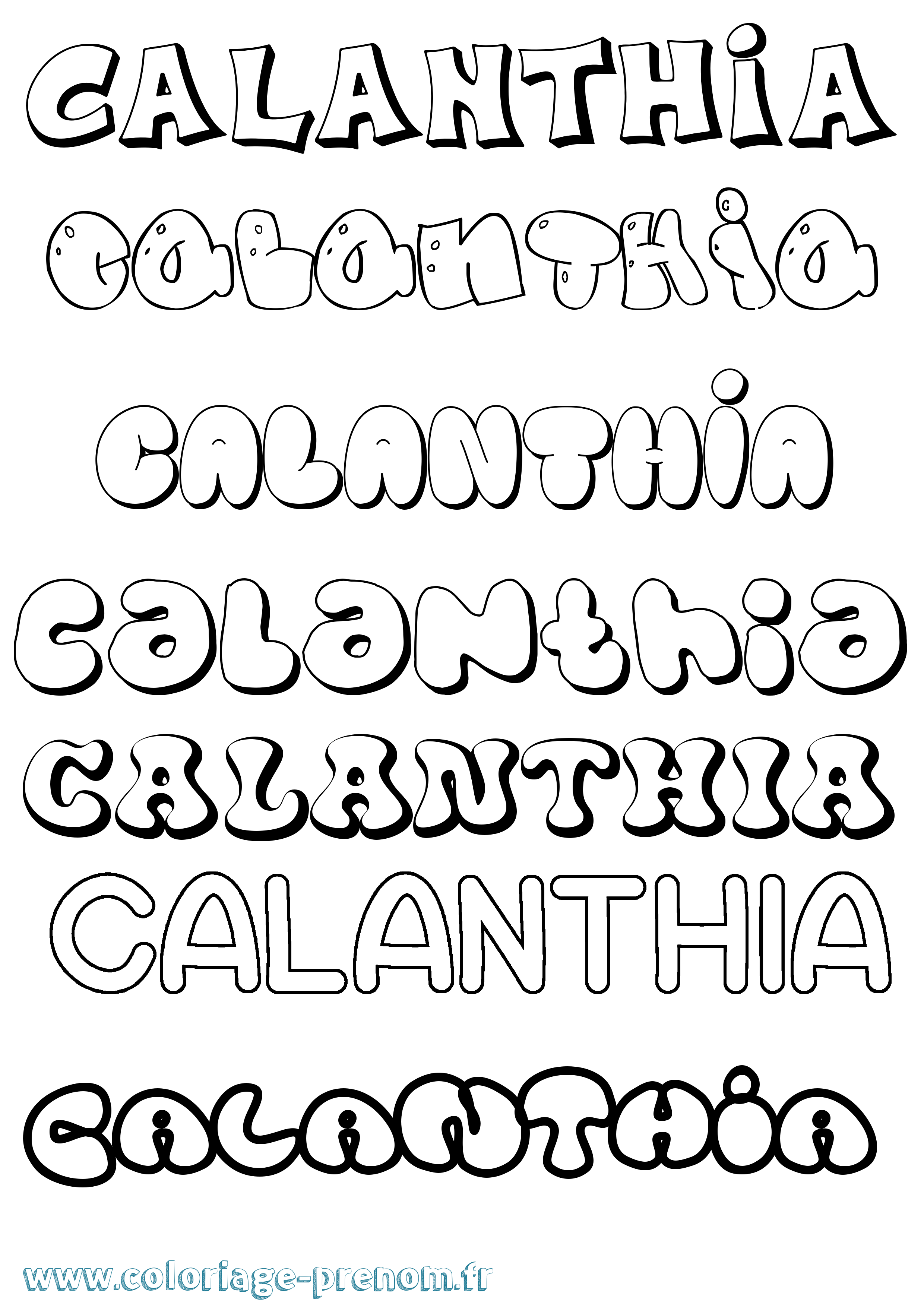 Coloriage prénom Calanthia Bubble