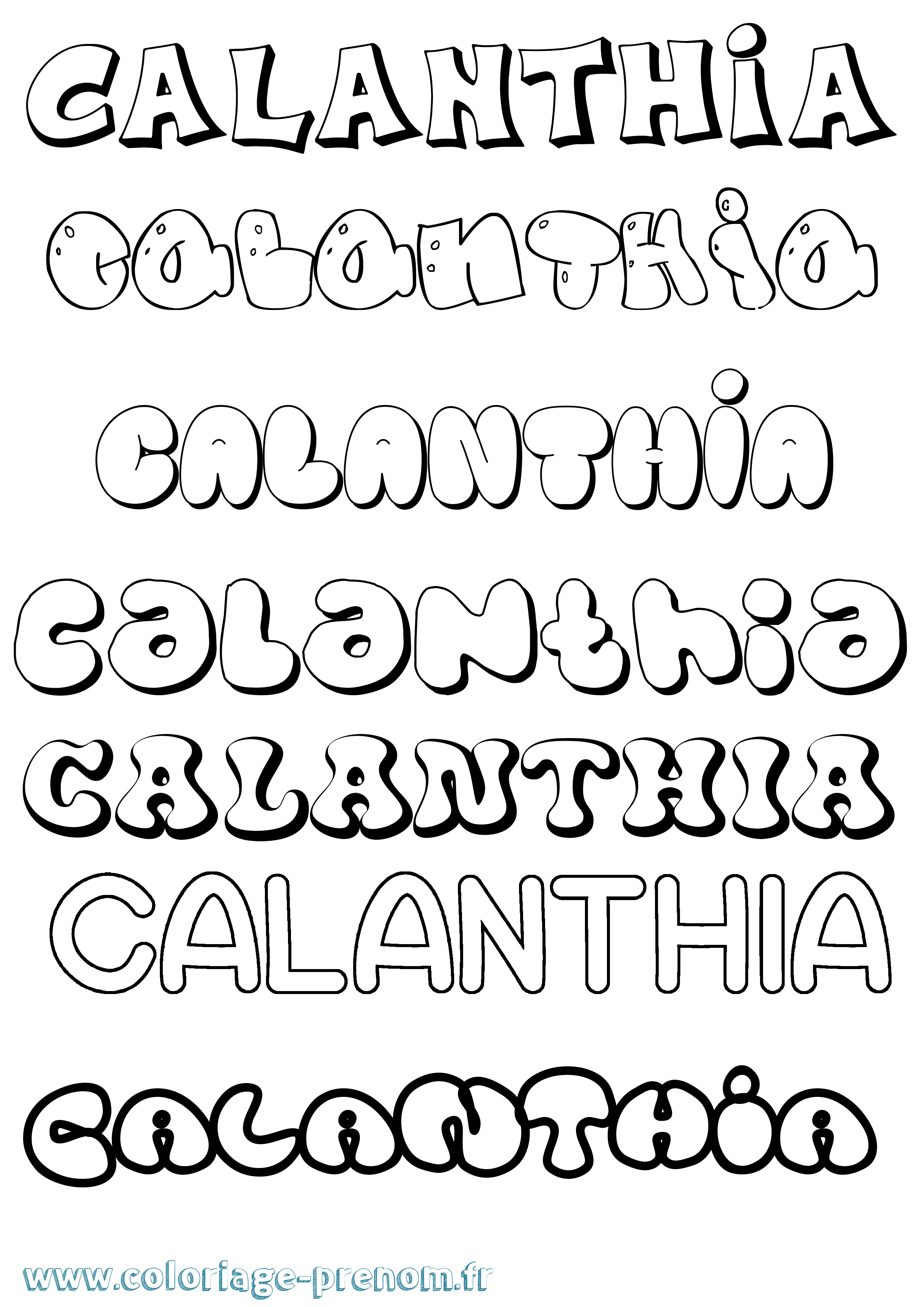 Coloriage Calanthia Bubble Coloriage prénom Calanthia Bubble
