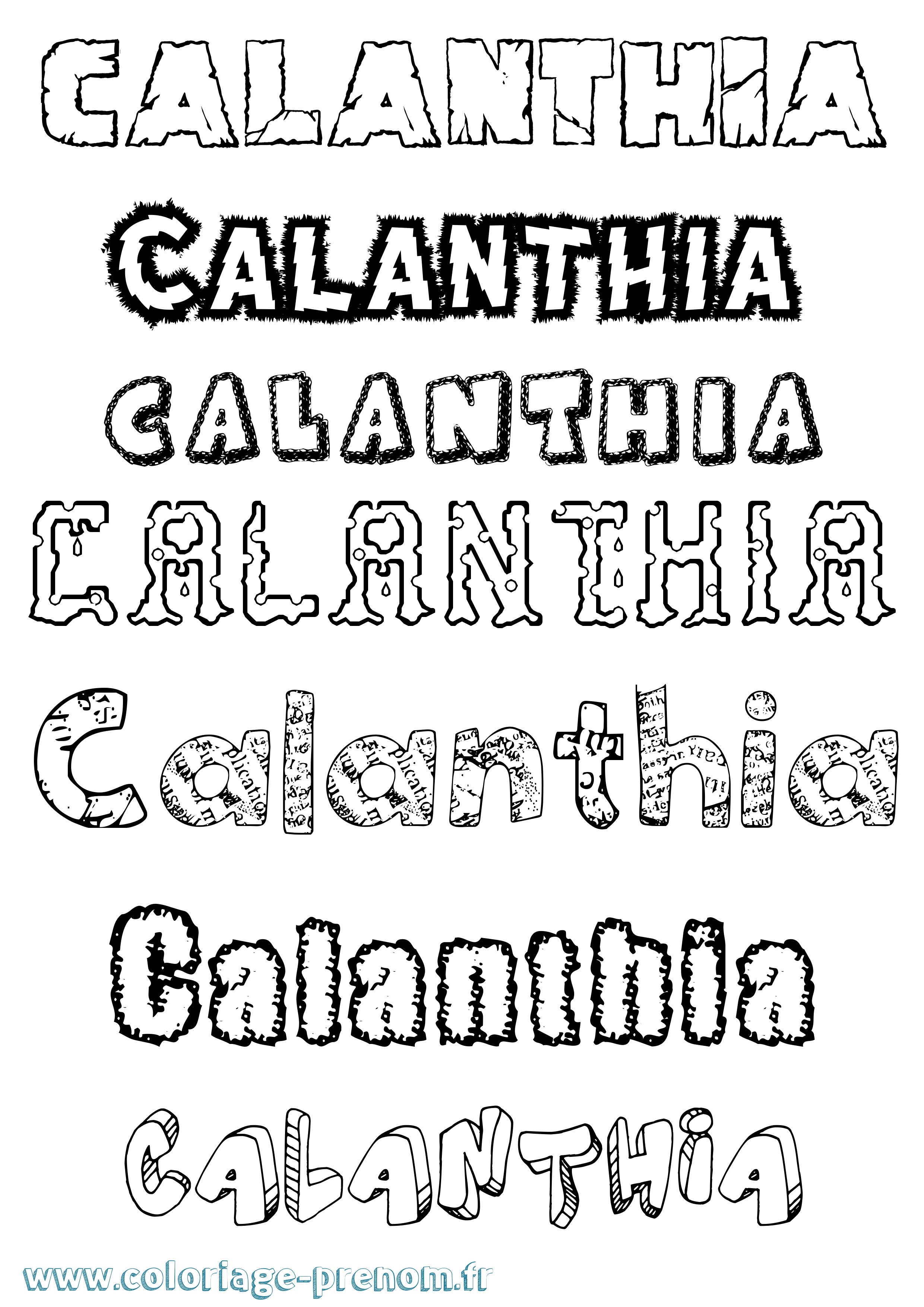 Coloriage prénom Calanthia Destructuré