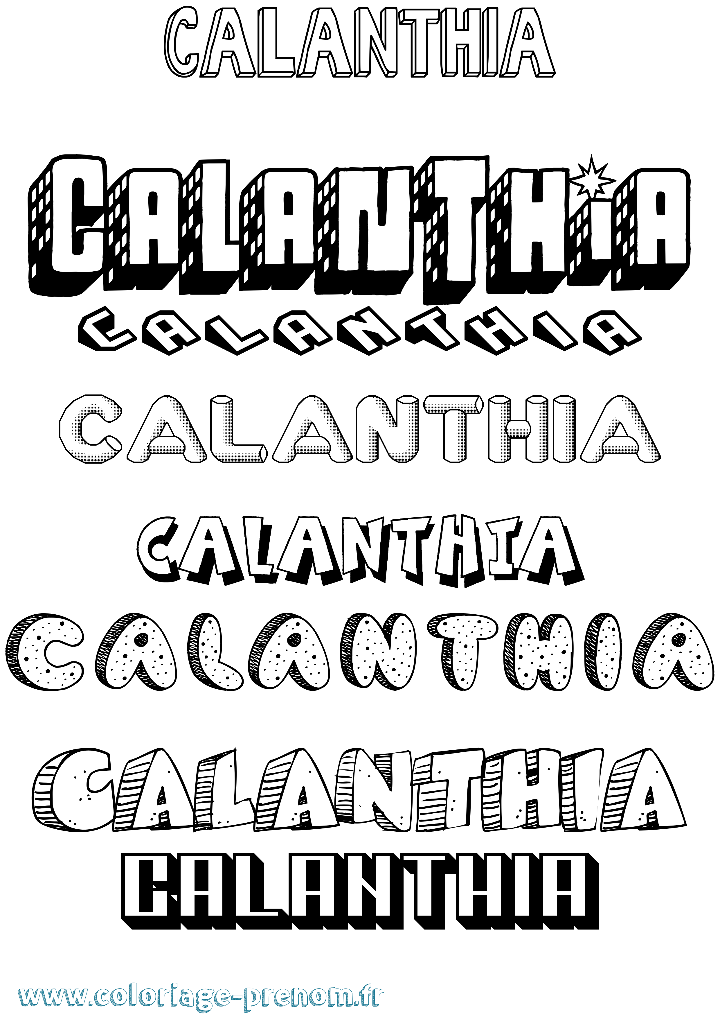 Coloriage prénom Calanthia Effet 3D