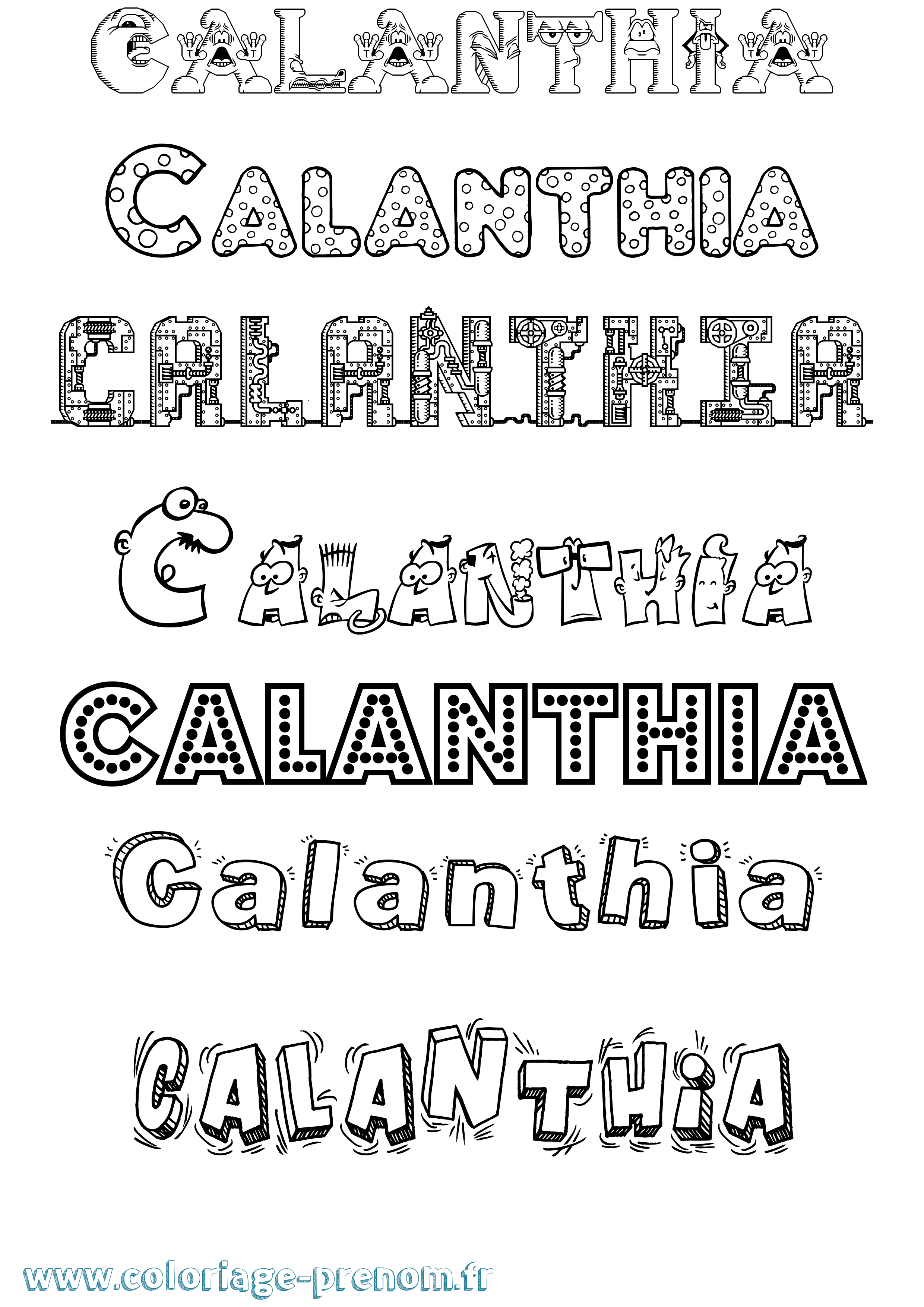 Coloriage prénom Calanthia Fun