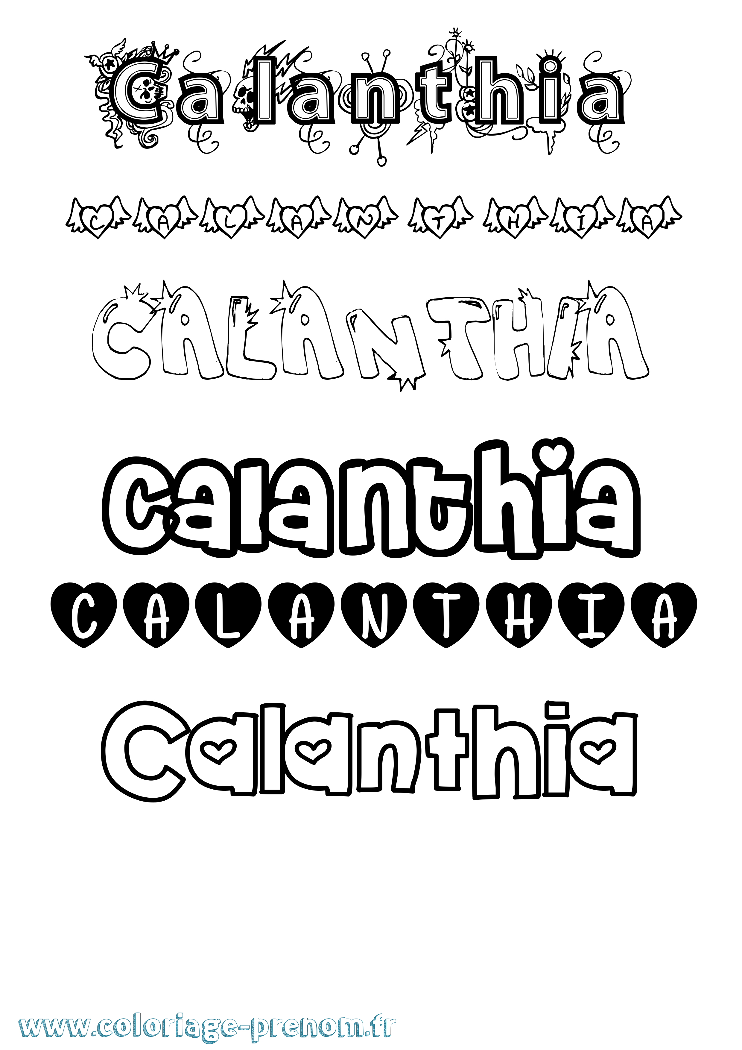 Coloriage prénom Calanthia Girly