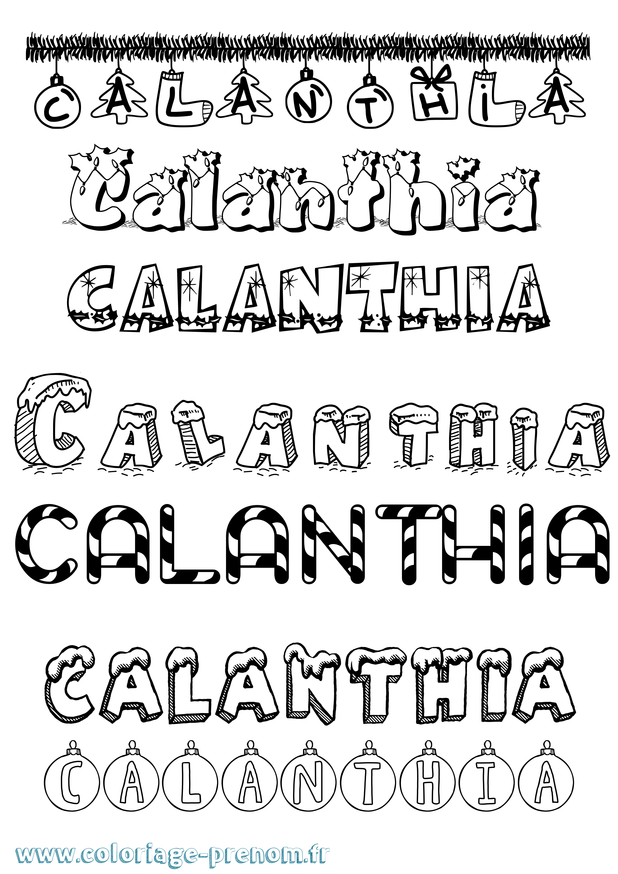 Coloriage Calanthia Noël Coloriage prénom Calanthia Noël