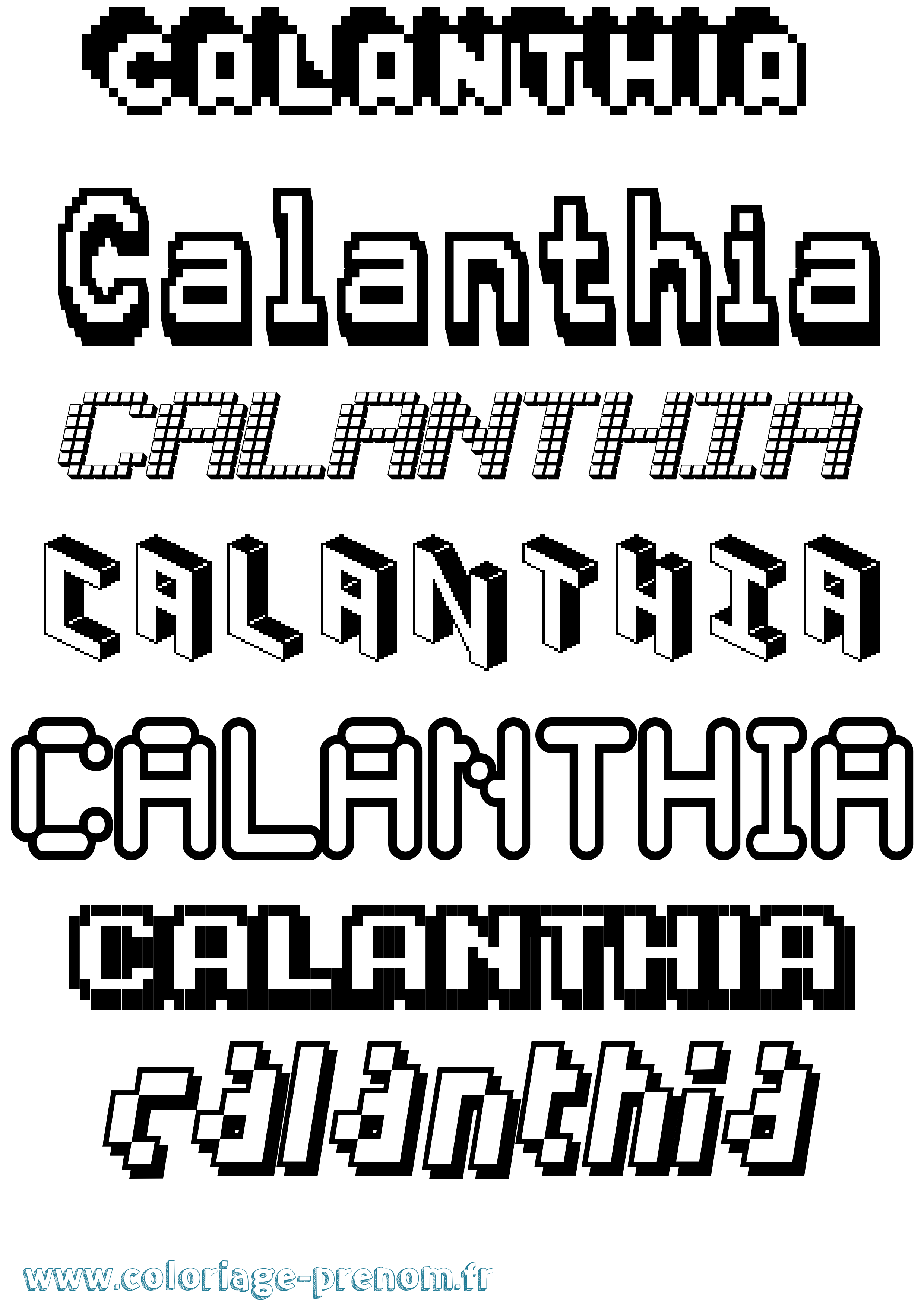 Coloriage Calanthia Pixel Coloriage prénom Calanthia Pixel
