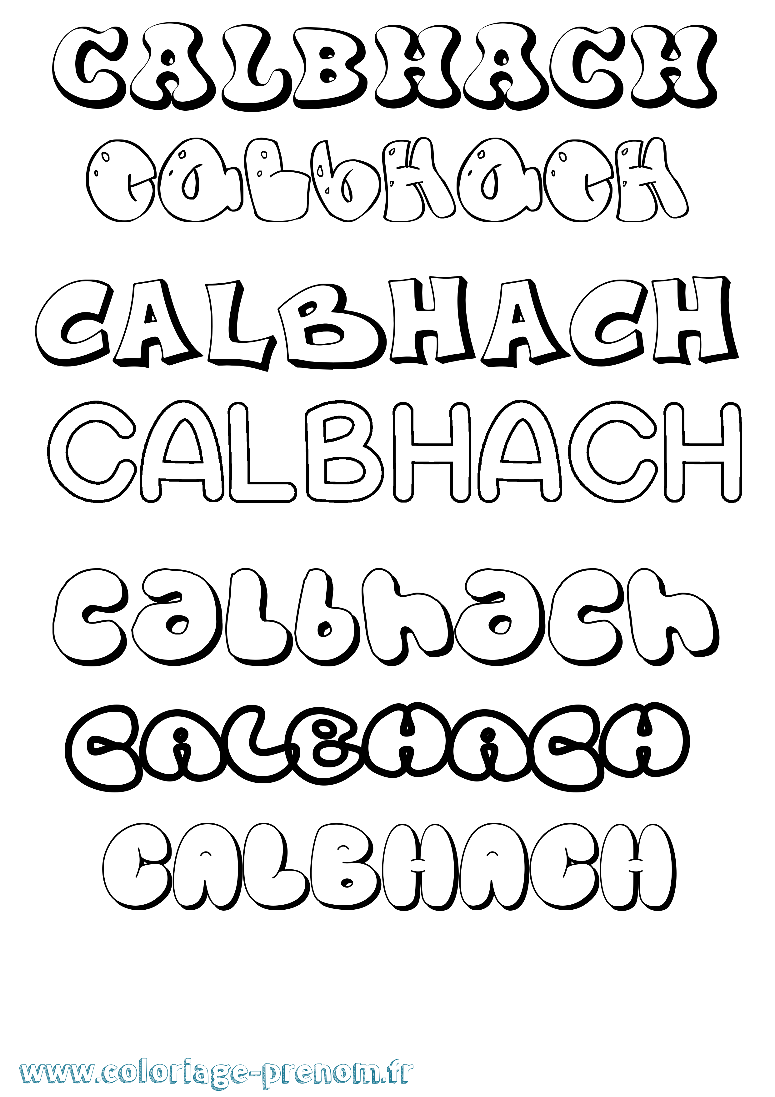 Coloriage prénom Calbhach Bubble