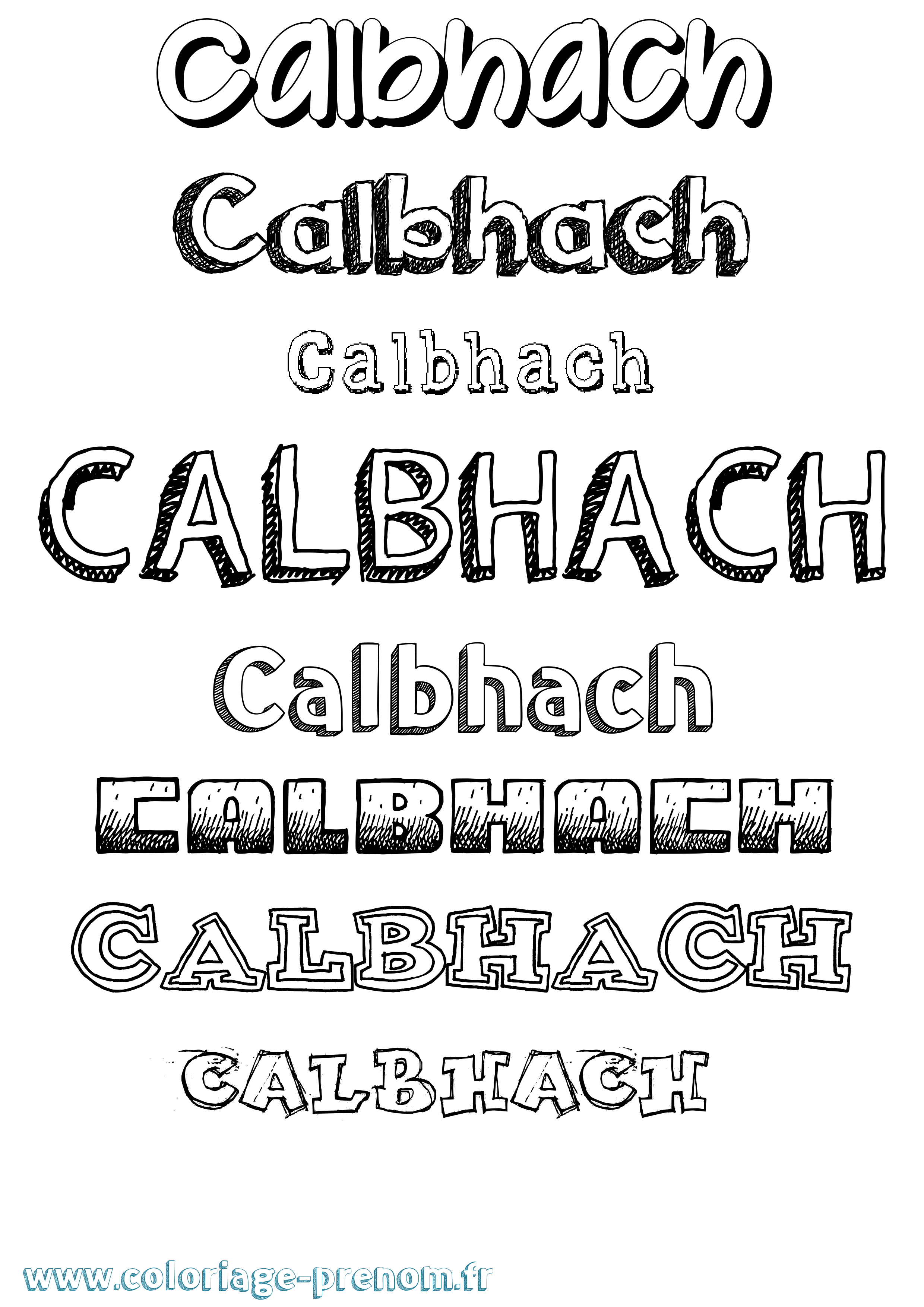 Coloriage prénom Calbhach Dessiné