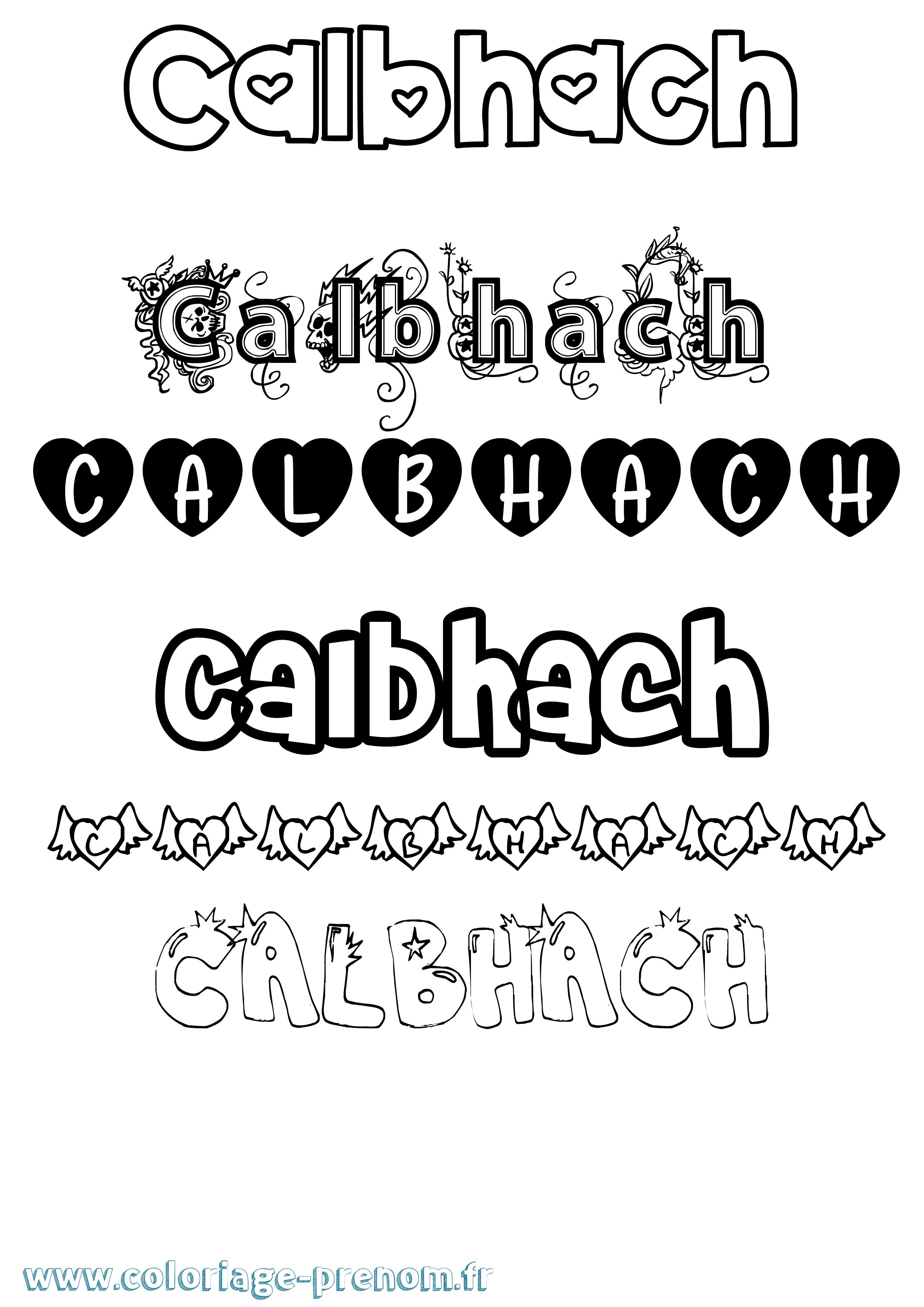 Coloriage Calbhach Girly Coloriage prénom Calbhach Girly