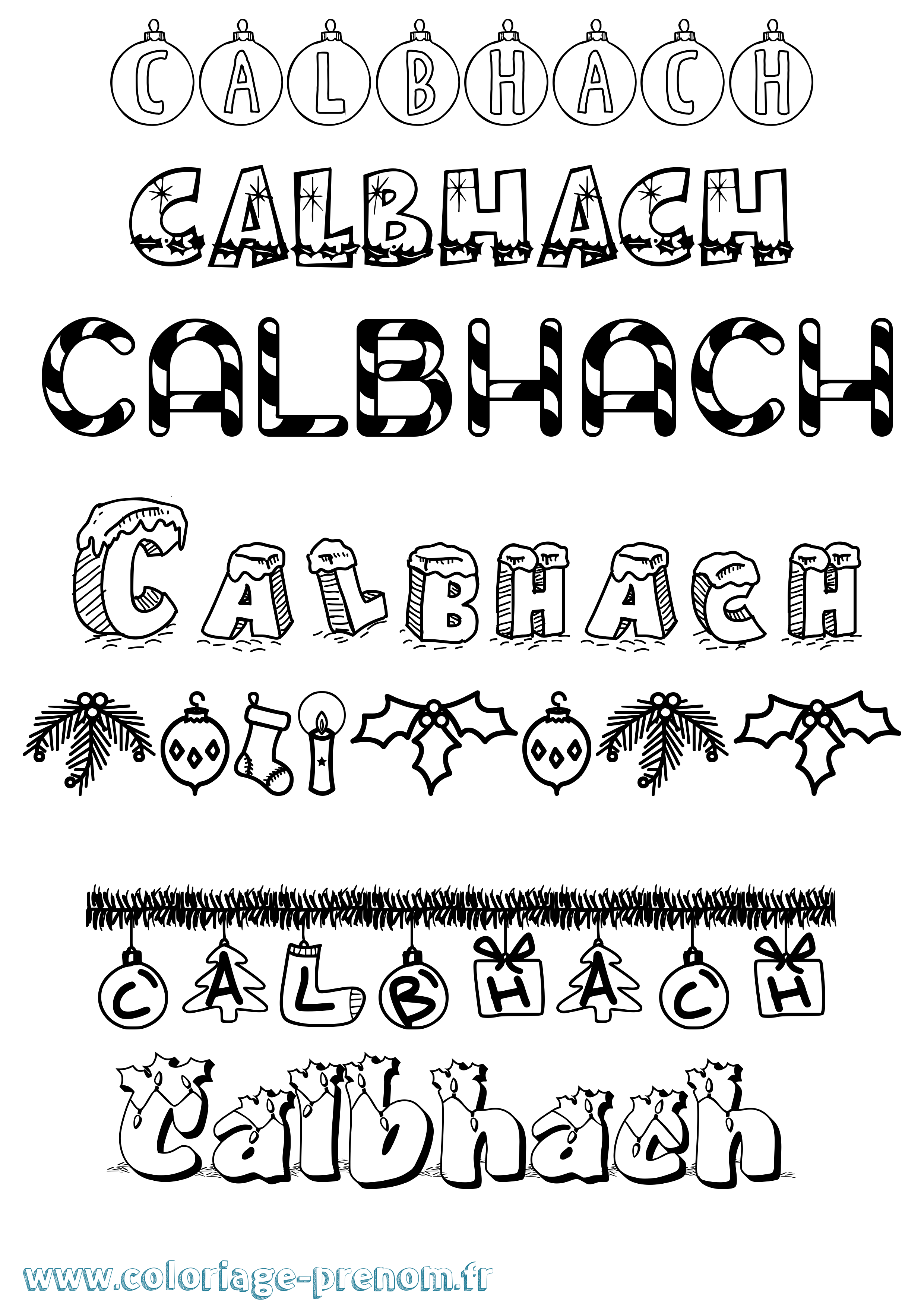 Coloriage prénom Calbhach Noël