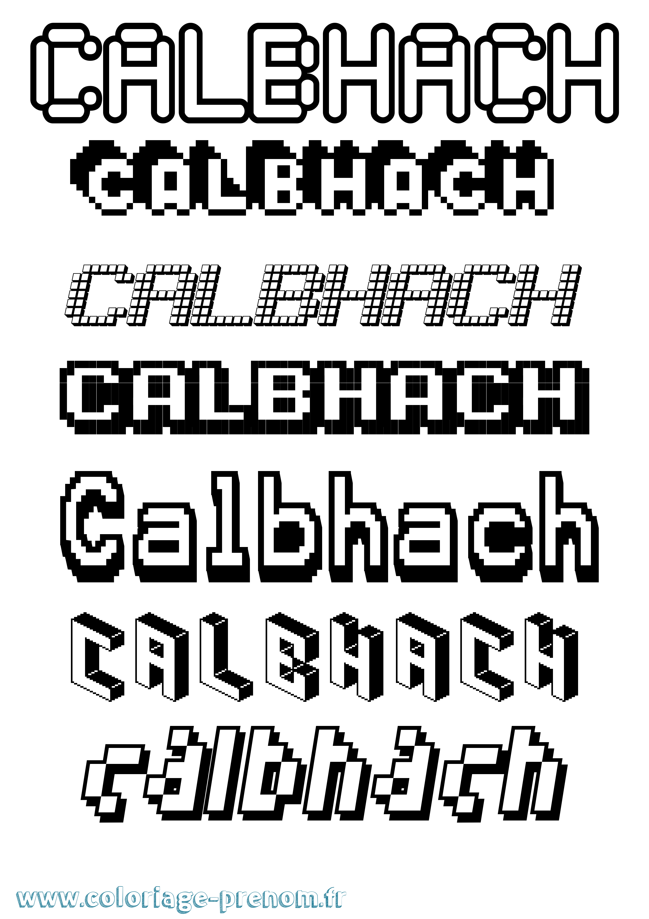 Coloriage prénom Calbhach Pixel