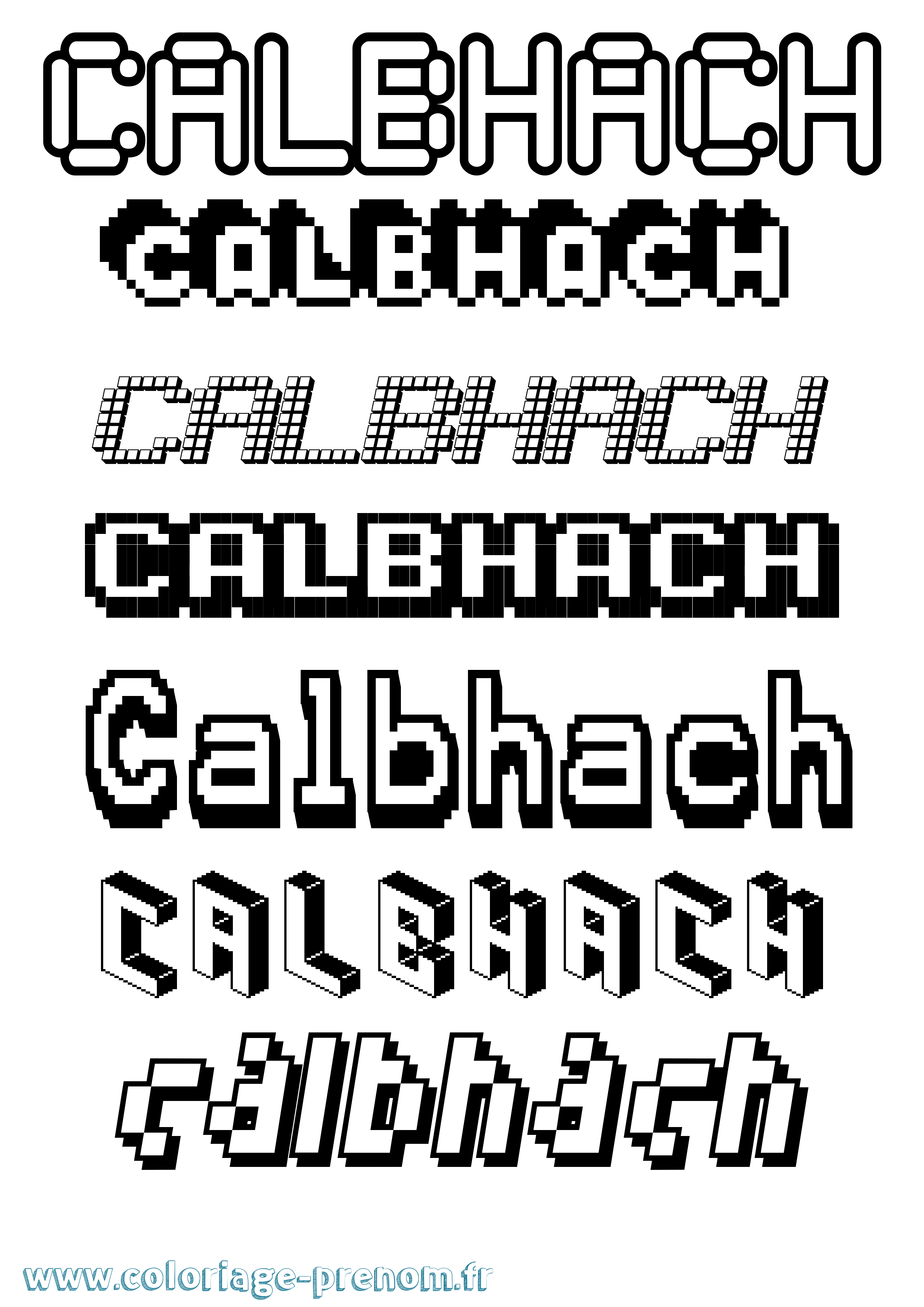 Coloriage Calbhach Pixel Coloriage prénom Calbhach Pixel