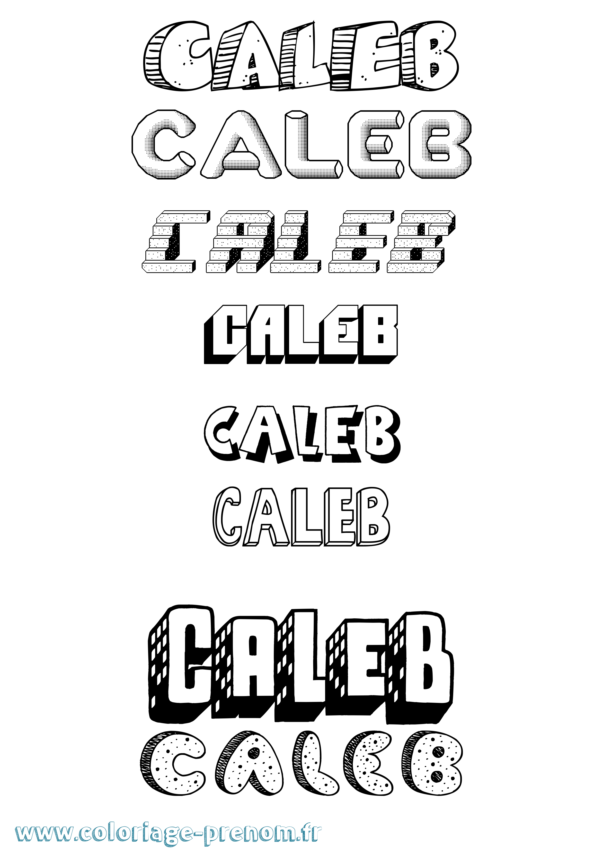 Coloriage prénom Caleb Effet 3D