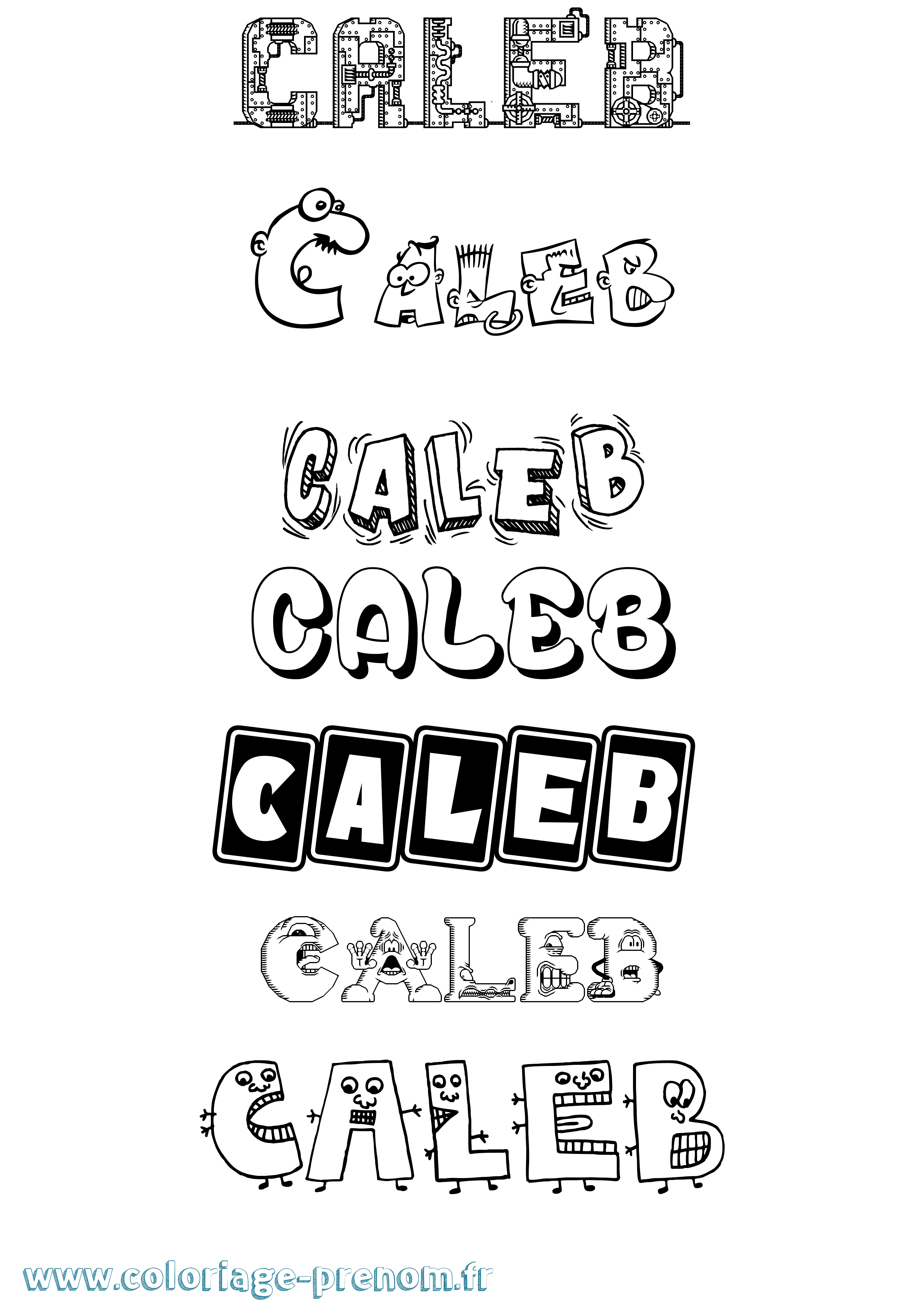 Coloriage prénom Caleb Fun
