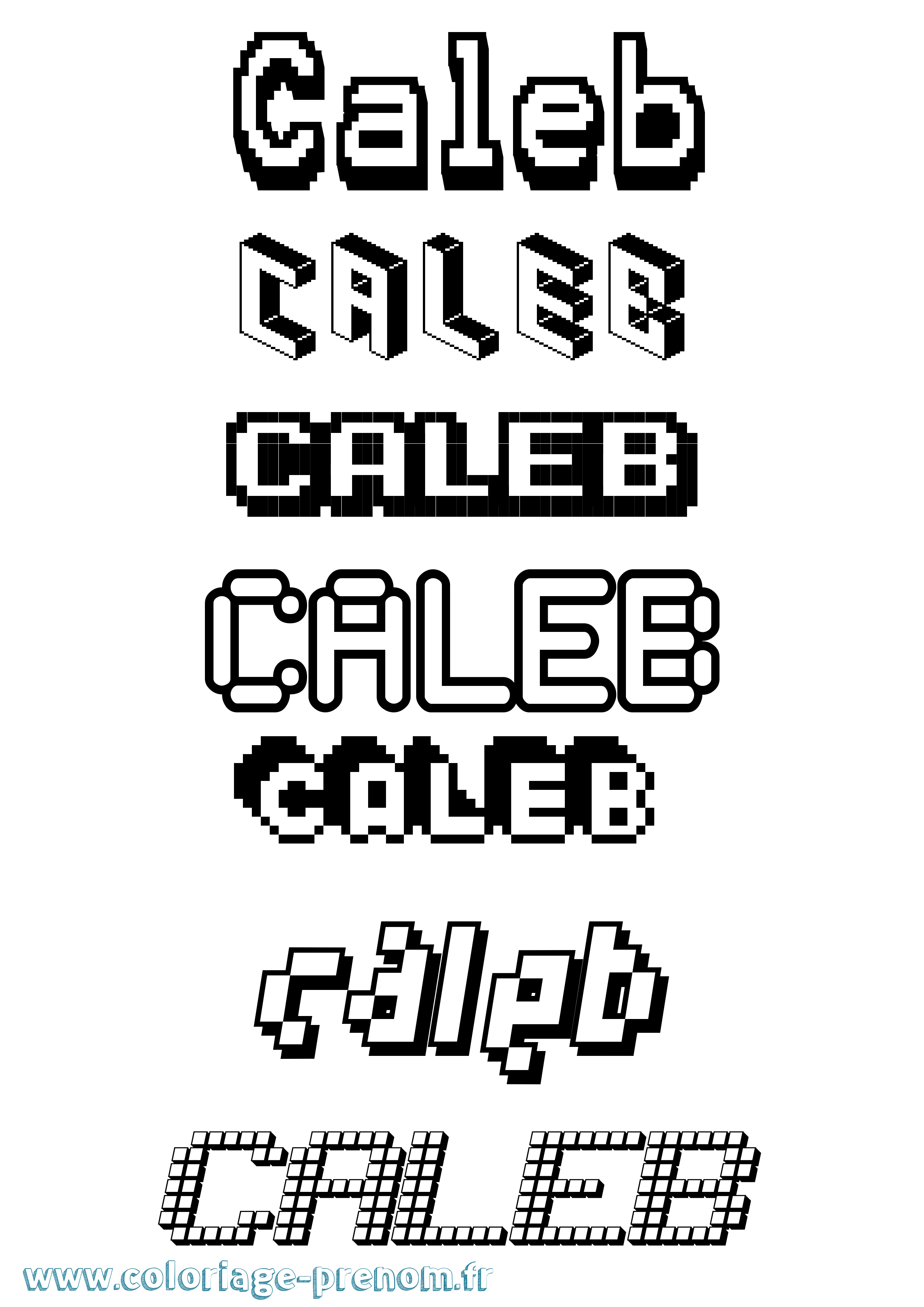 Coloriage prénom Caleb Pixel
