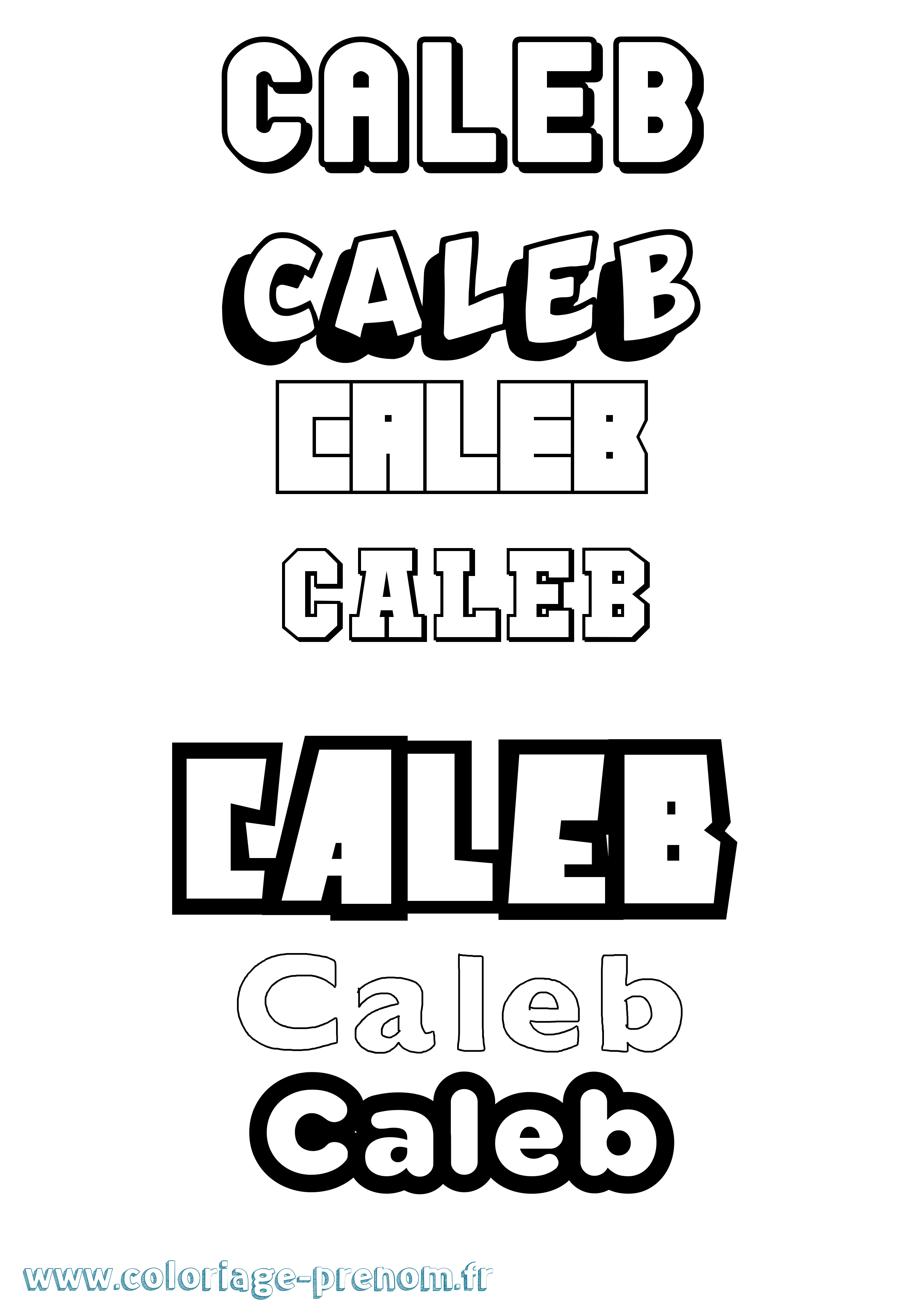 Coloriage prénom Caleb Simple