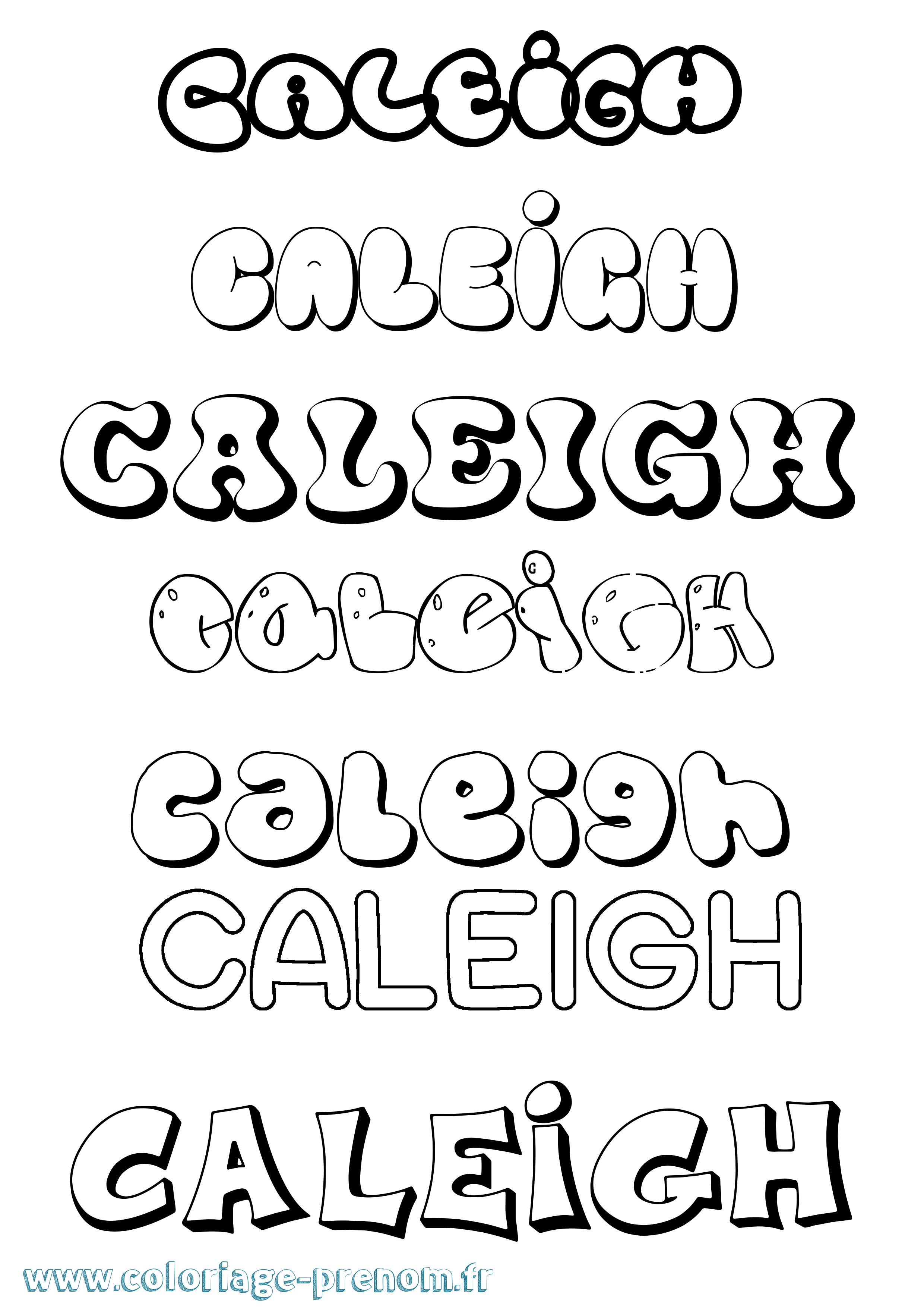 Coloriage prénom Caleigh Bubble