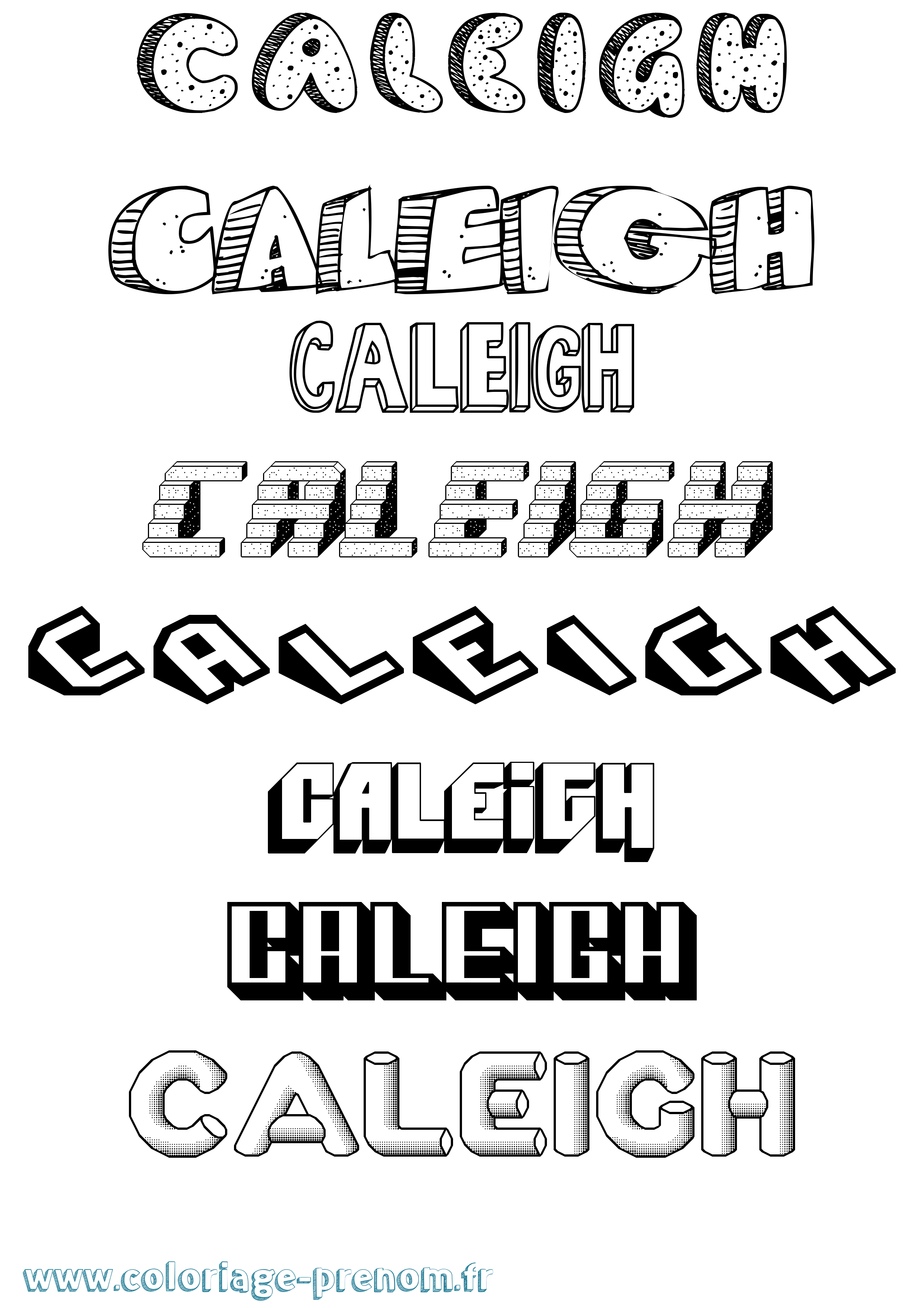 Coloriage prénom Caleigh Effet 3D