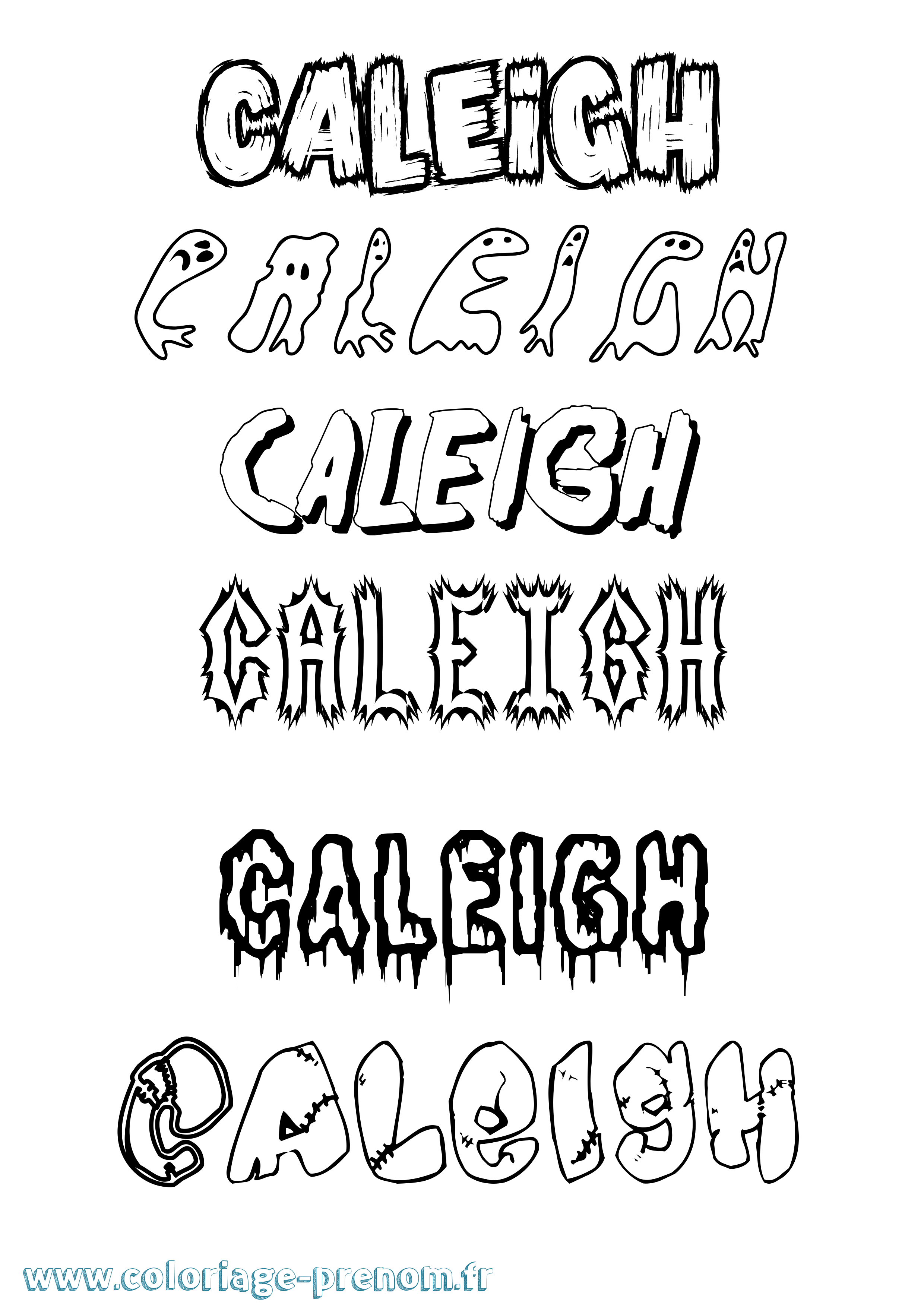 Coloriage prénom Caleigh Frisson