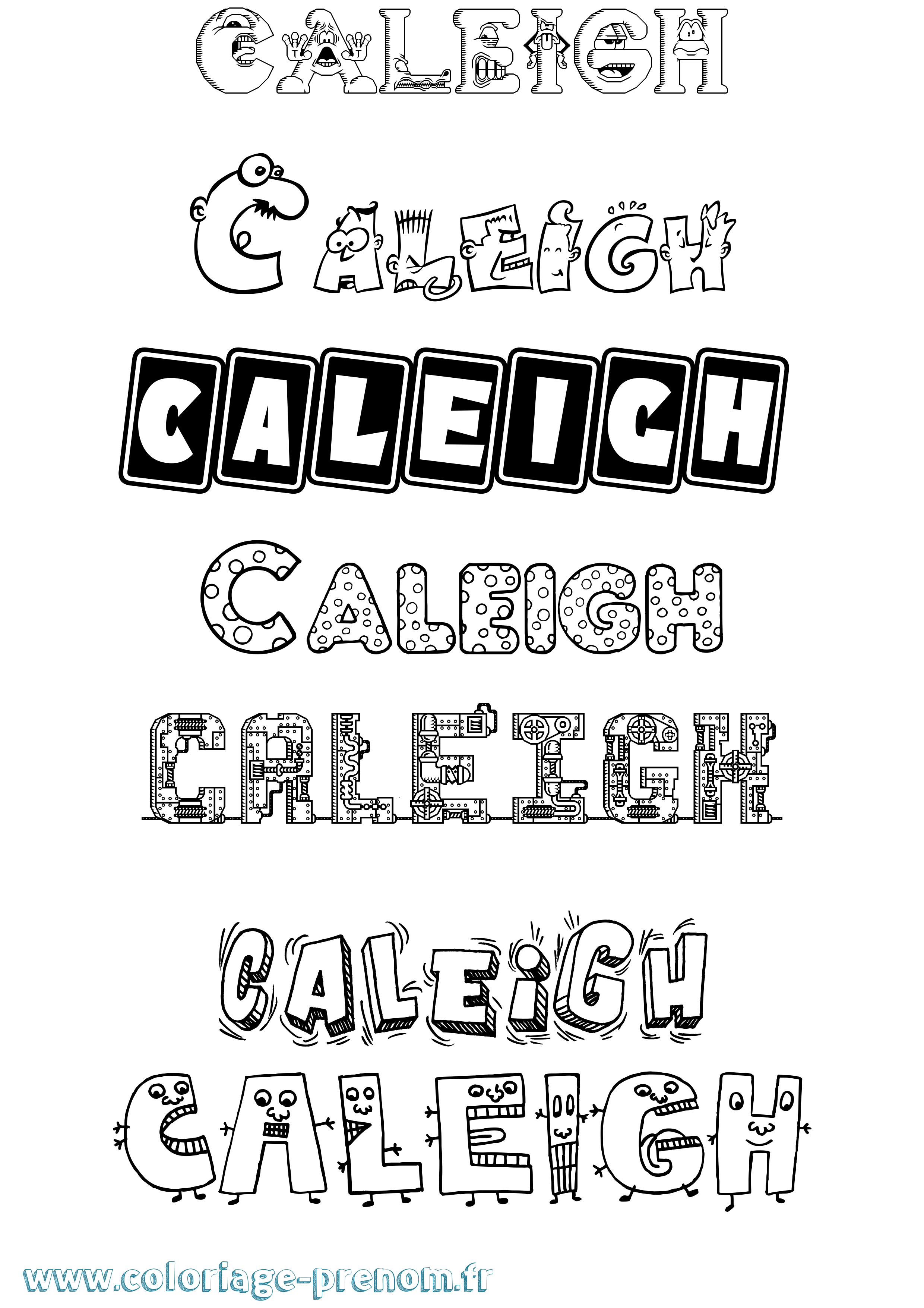 Coloriage prénom Caleigh Fun