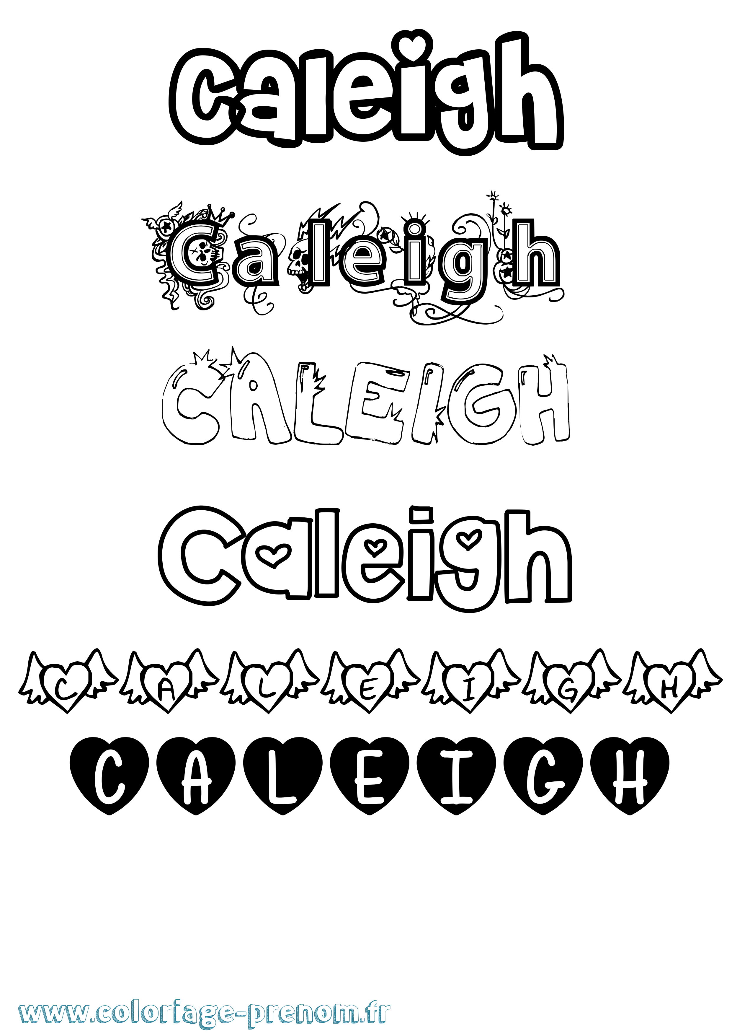 Coloriage prénom Caleigh Girly