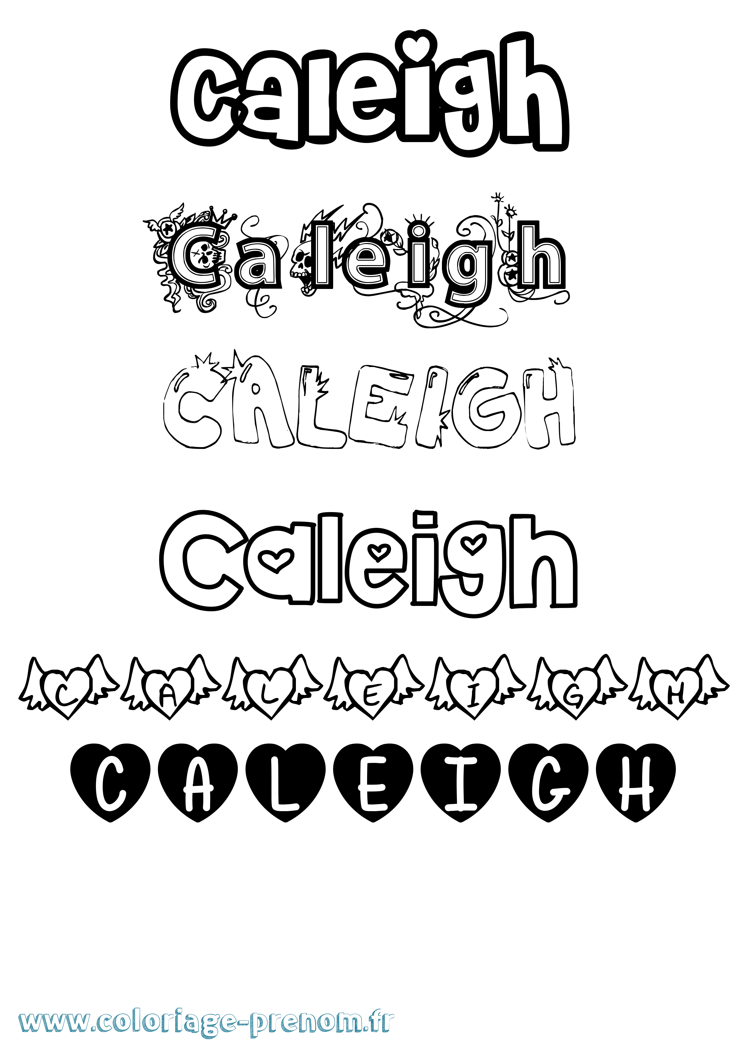Coloriage Caleigh Girly Coloriage prénom Caleigh Girly