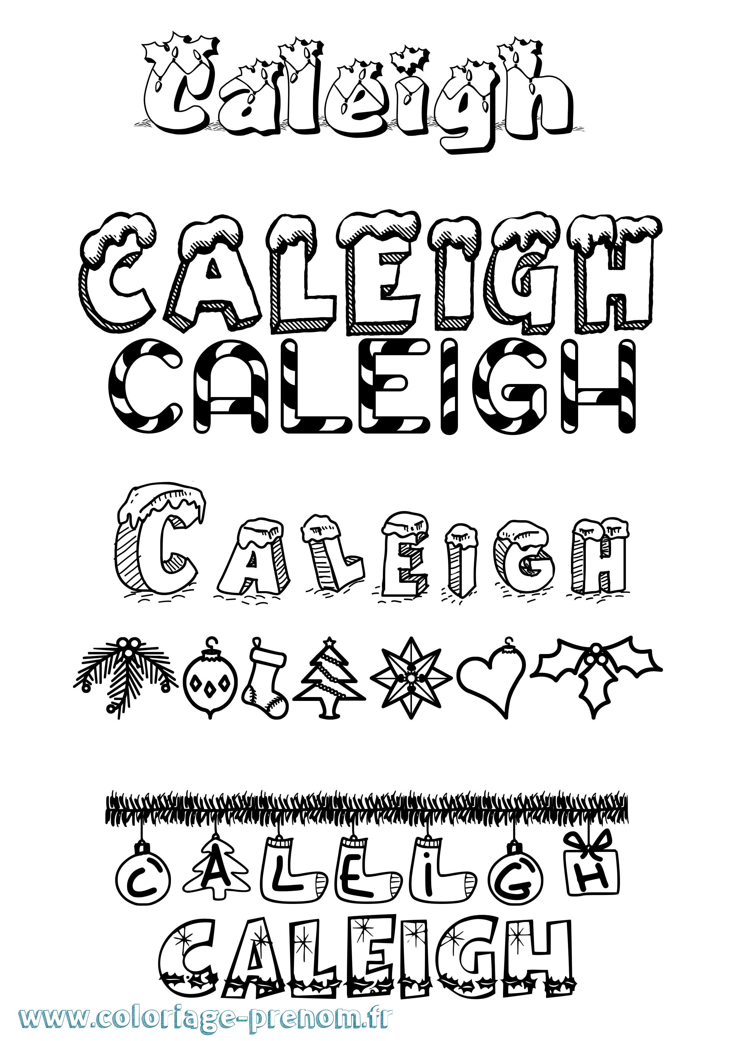 Coloriage prénom Caleigh Noël