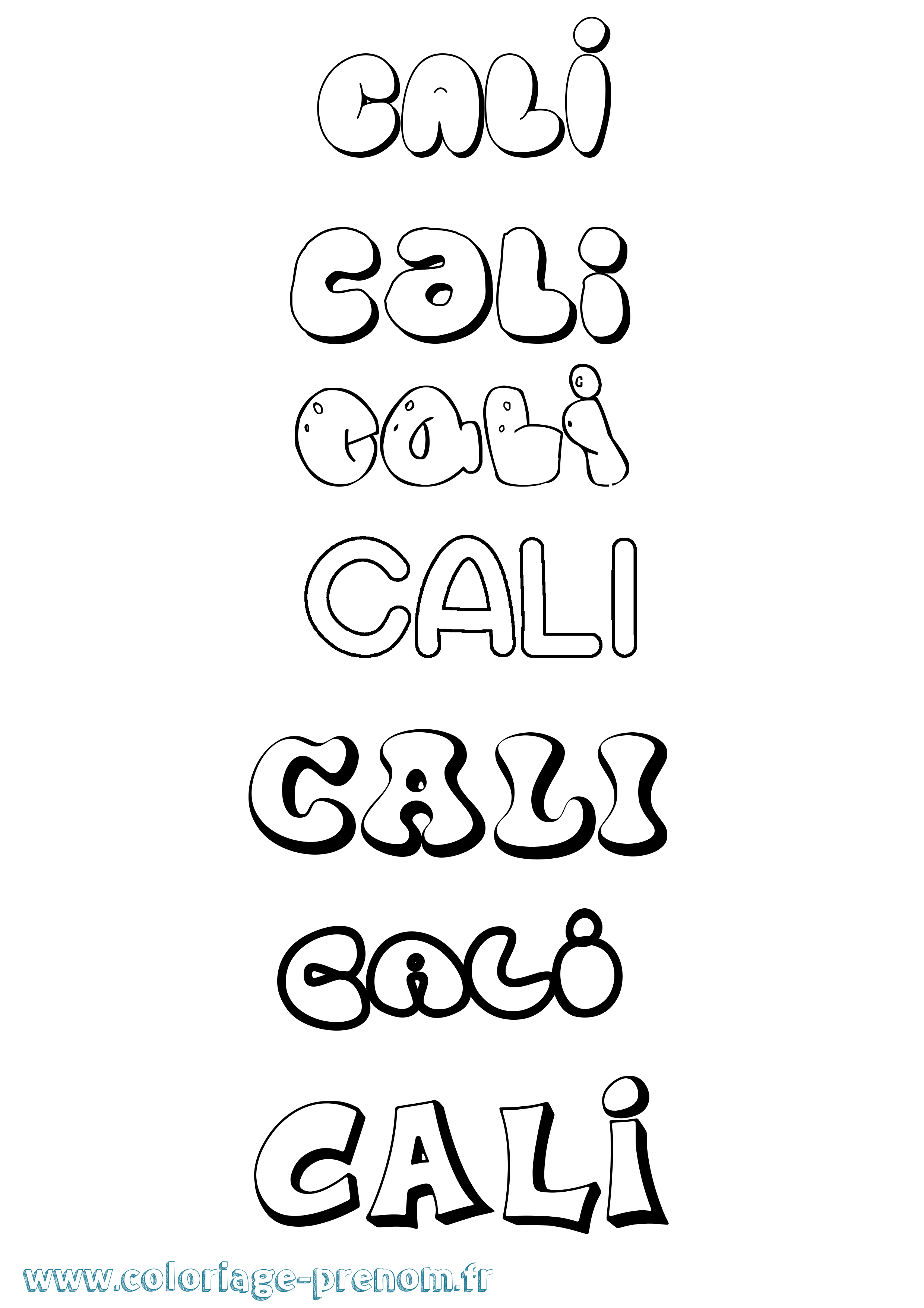 Coloriage Cali Bubble Coloriage prénom Cali Bubble