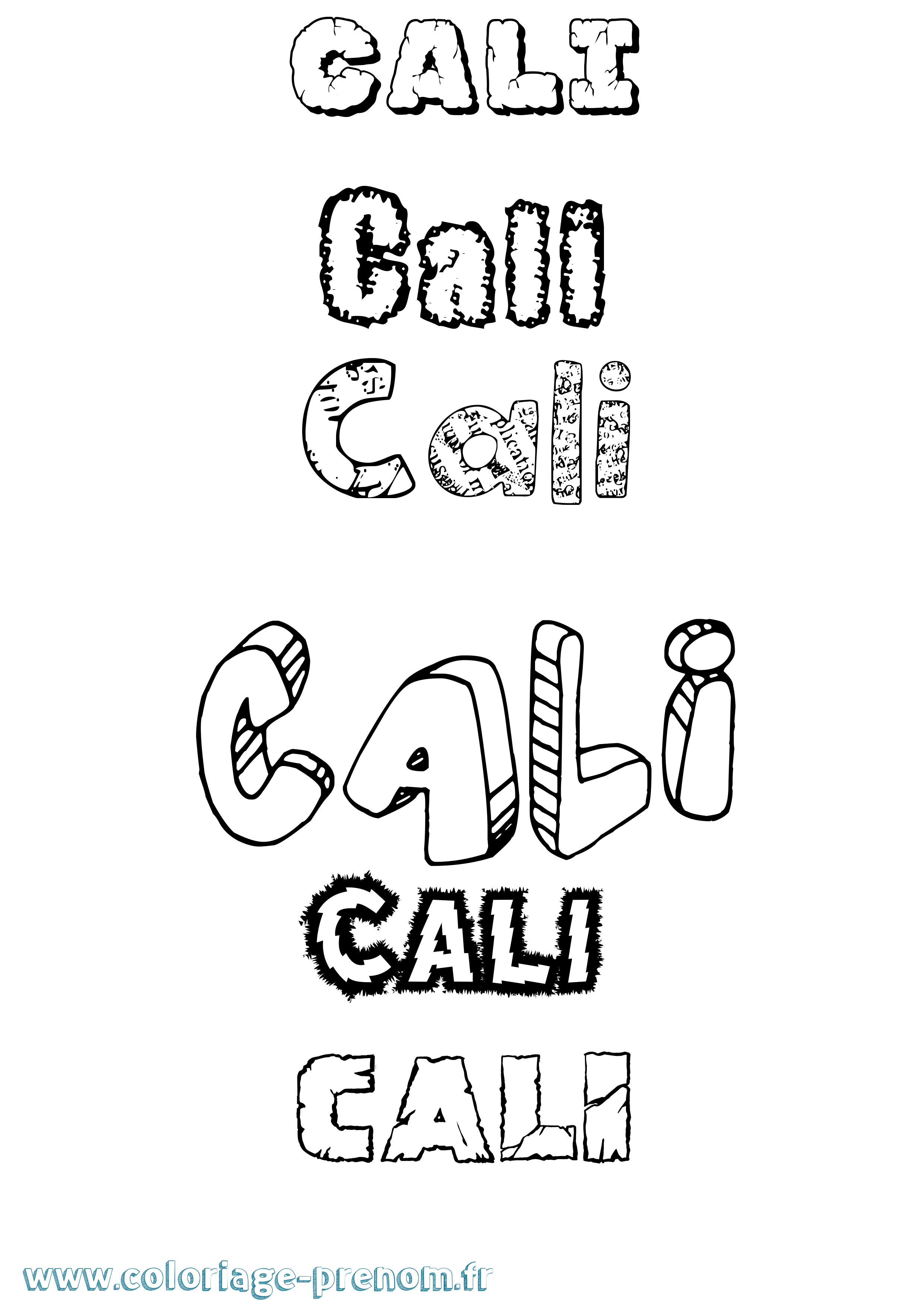 Coloriage Cali Destructuré Coloriage prénom Cali Destructuré