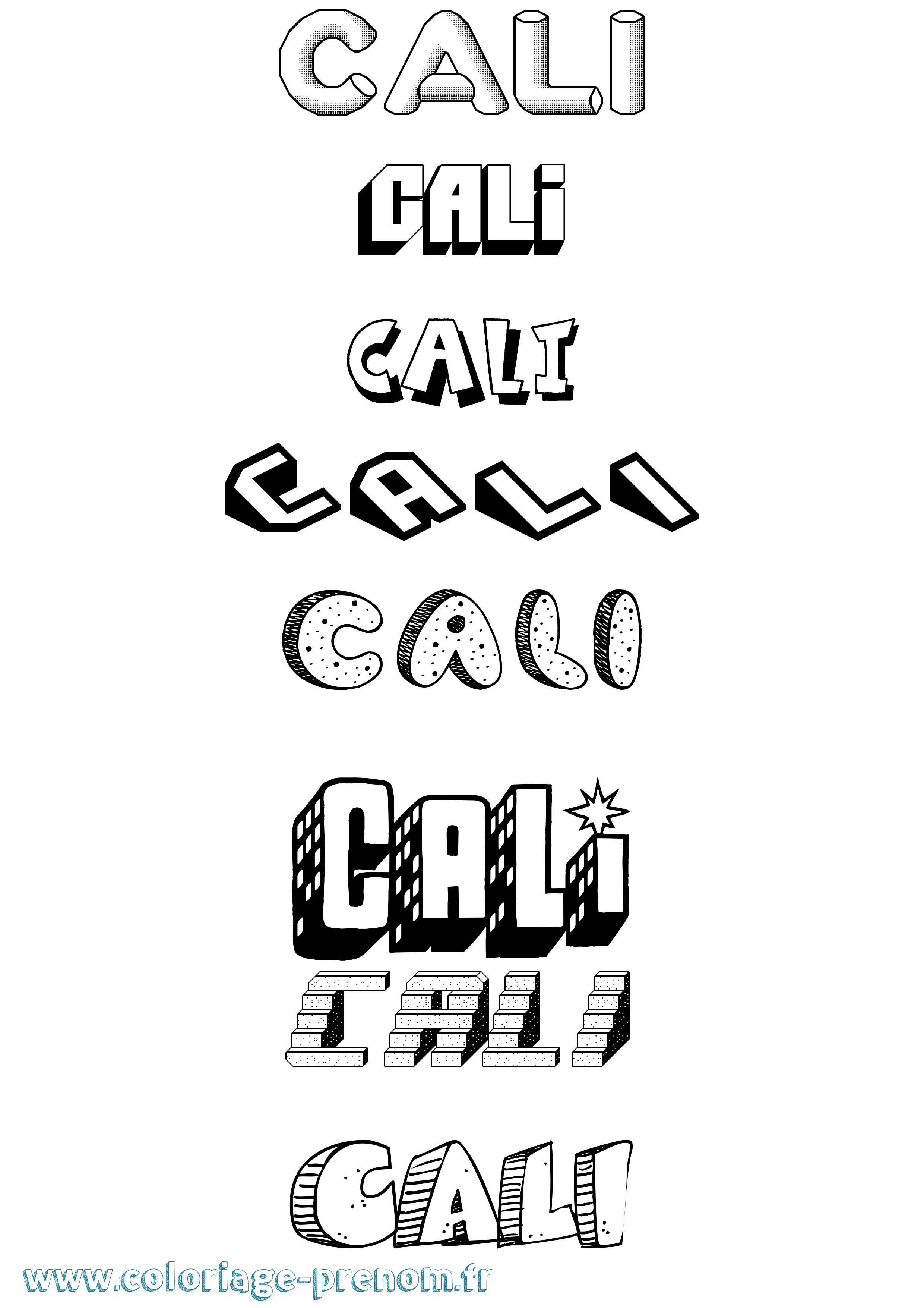 Coloriage Cali Effet 3D Coloriage prénom Cali Effet 3D