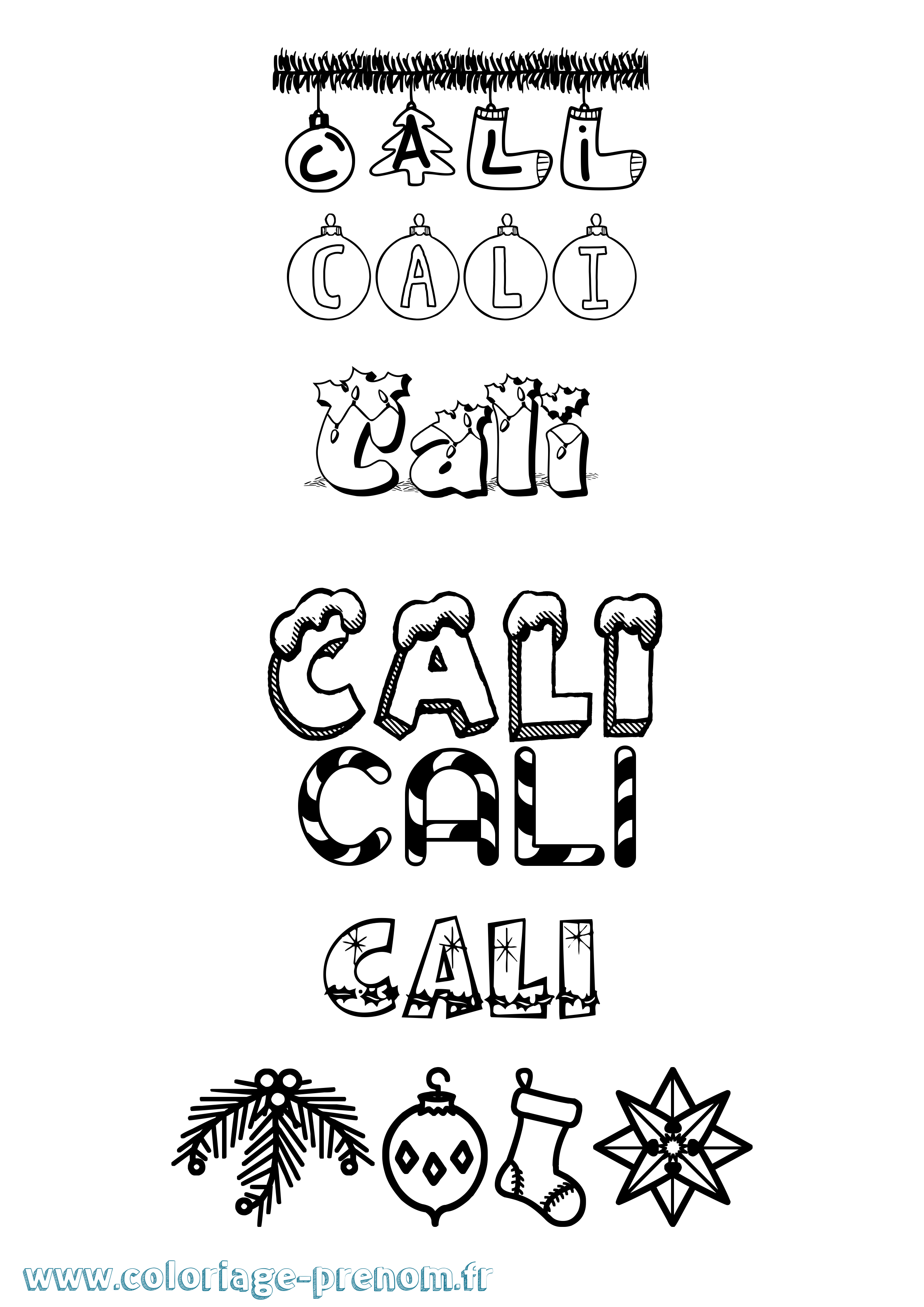Coloriage Cali Noël Coloriage prénom Cali Noël