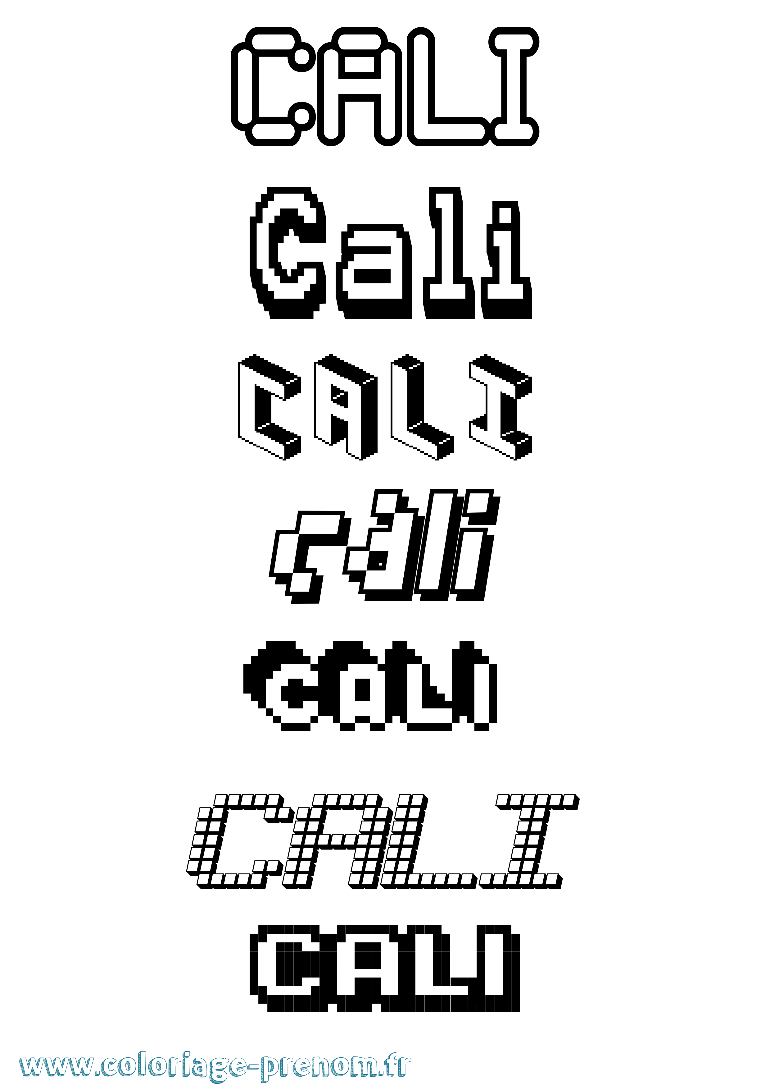 Coloriage prénom Cali Pixel