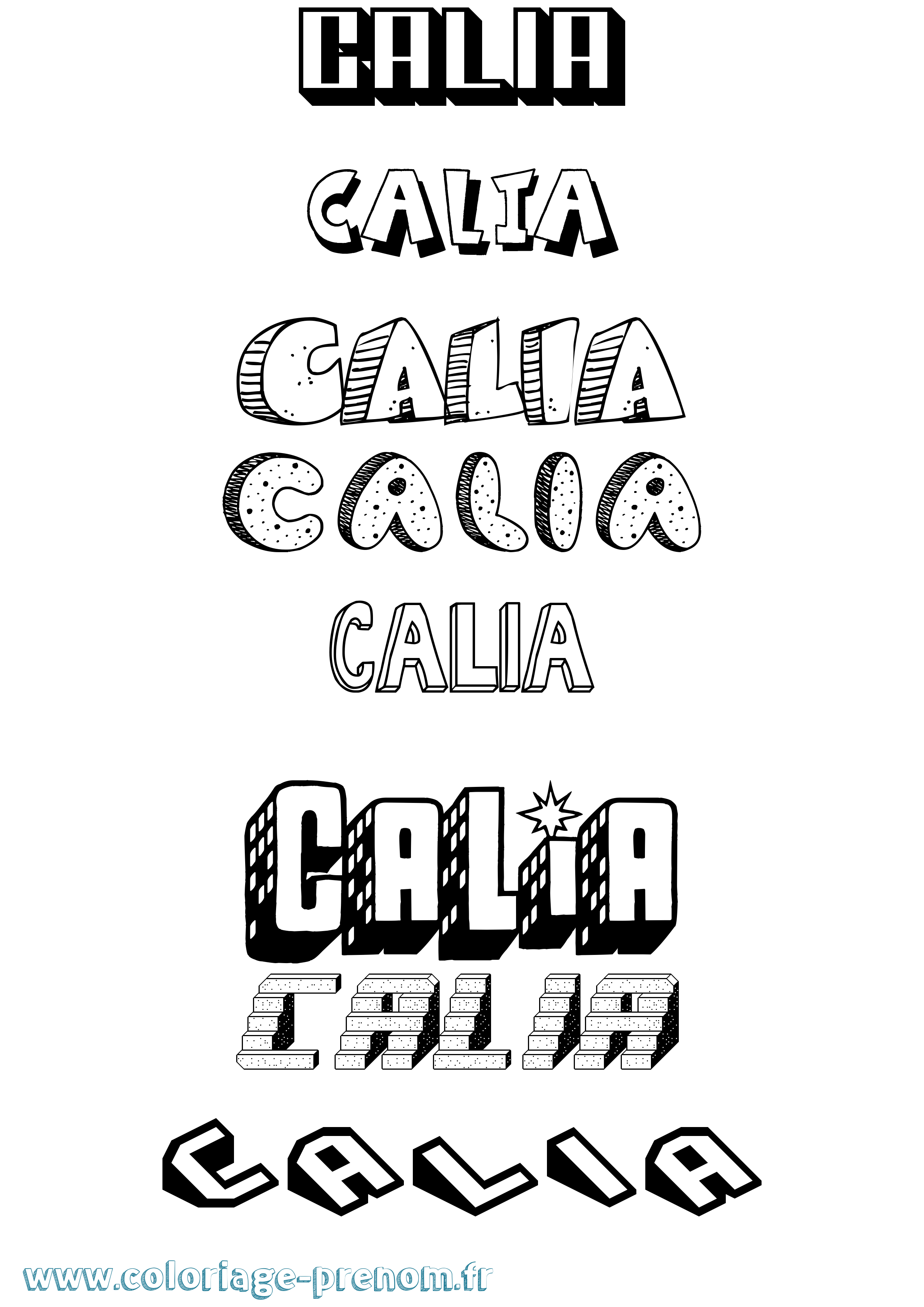 Coloriage prénom Calia Effet 3D