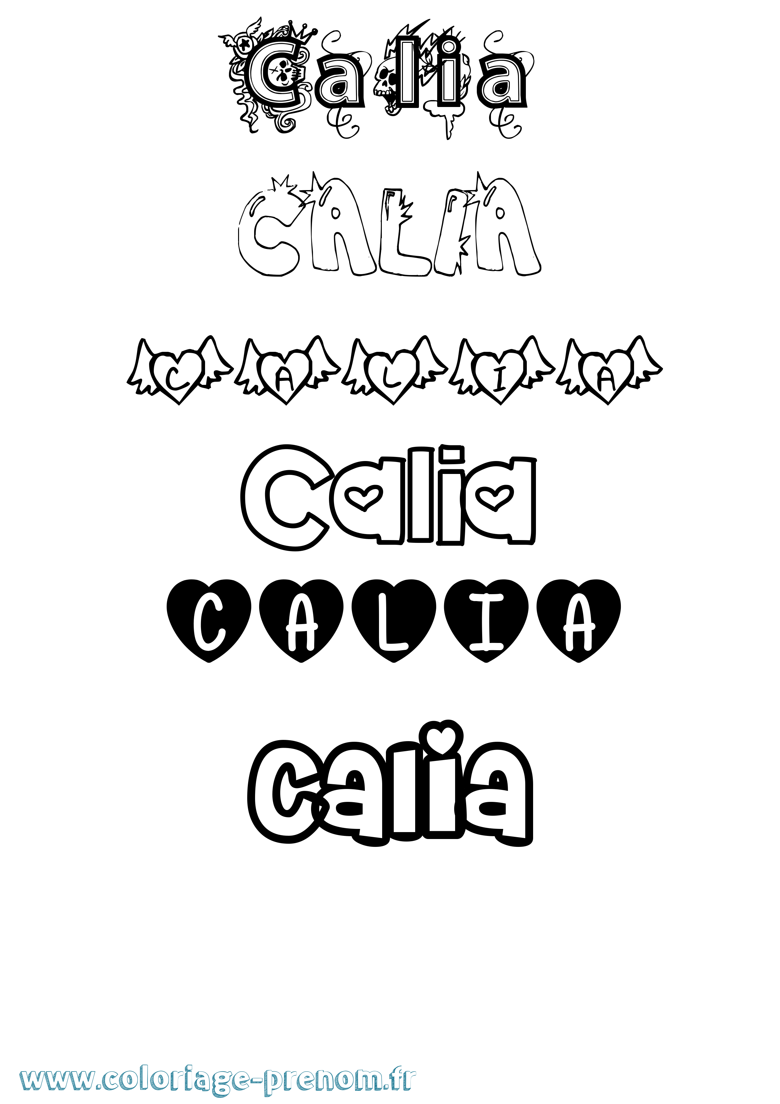 Coloriage prénom Calia Girly