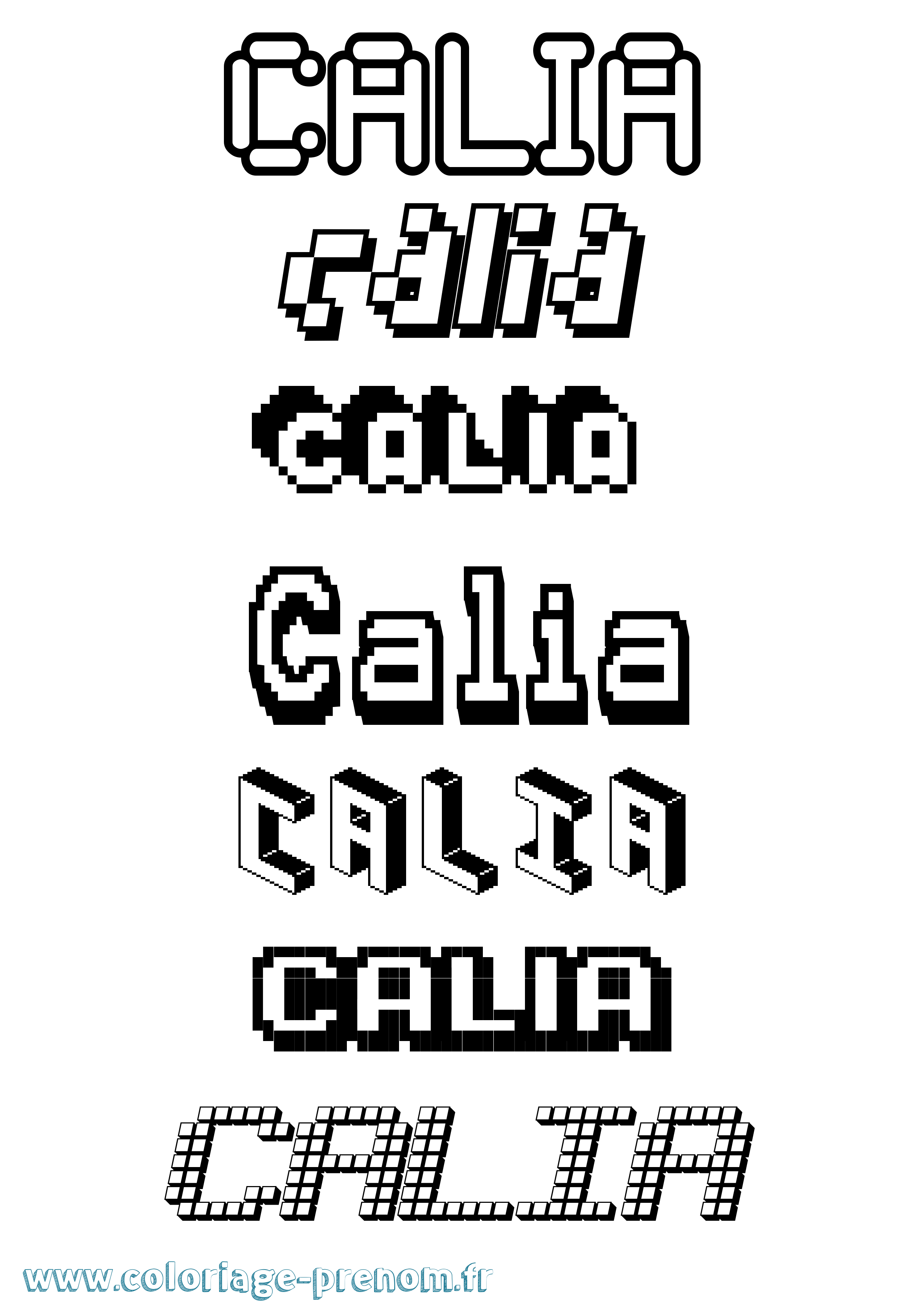 Coloriage prénom Calia Pixel