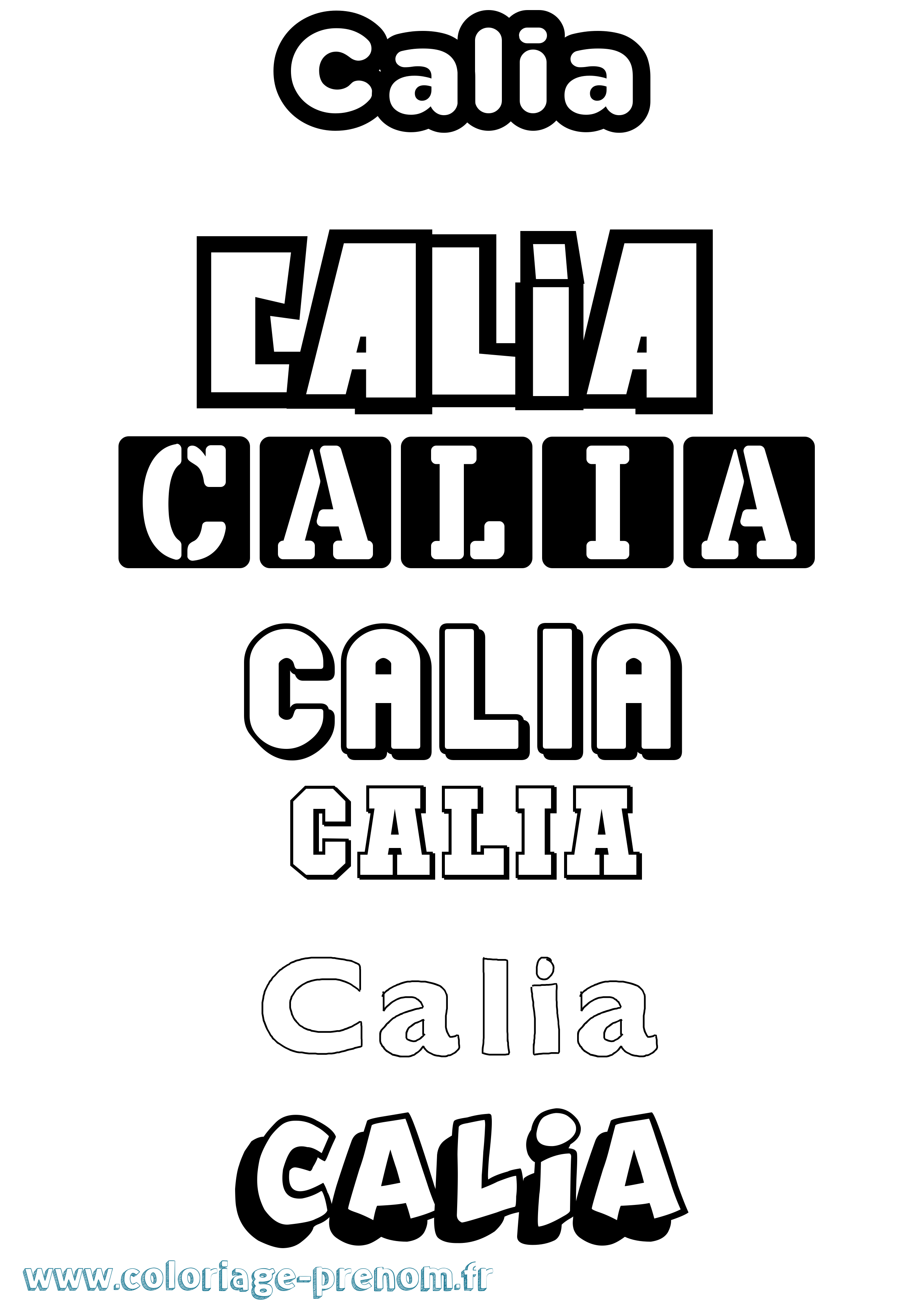 Coloriage prénom Calia Simple