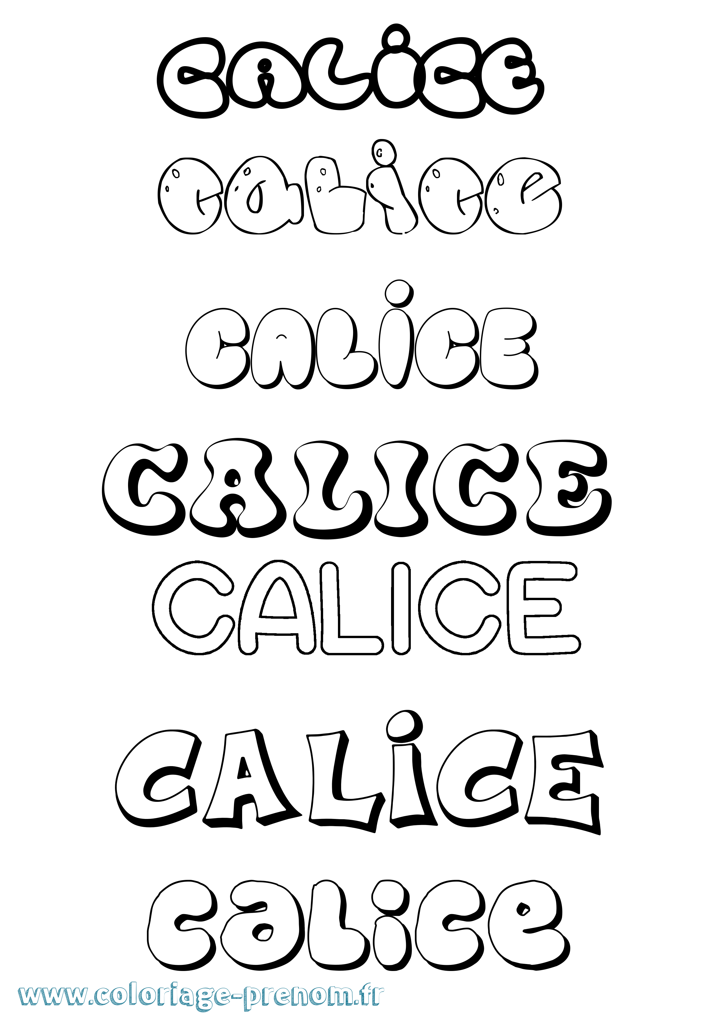 Coloriage Calice Bubble Coloriage prénom Calice Bubble
