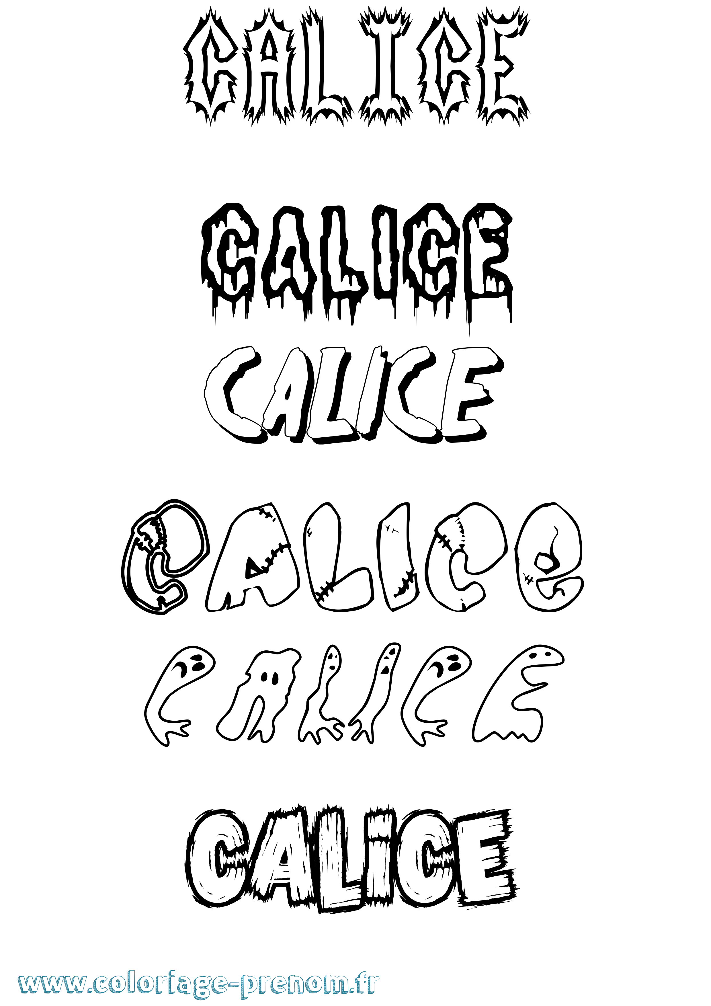 Coloriage Calice Frisson Coloriage prénom Calice Frisson