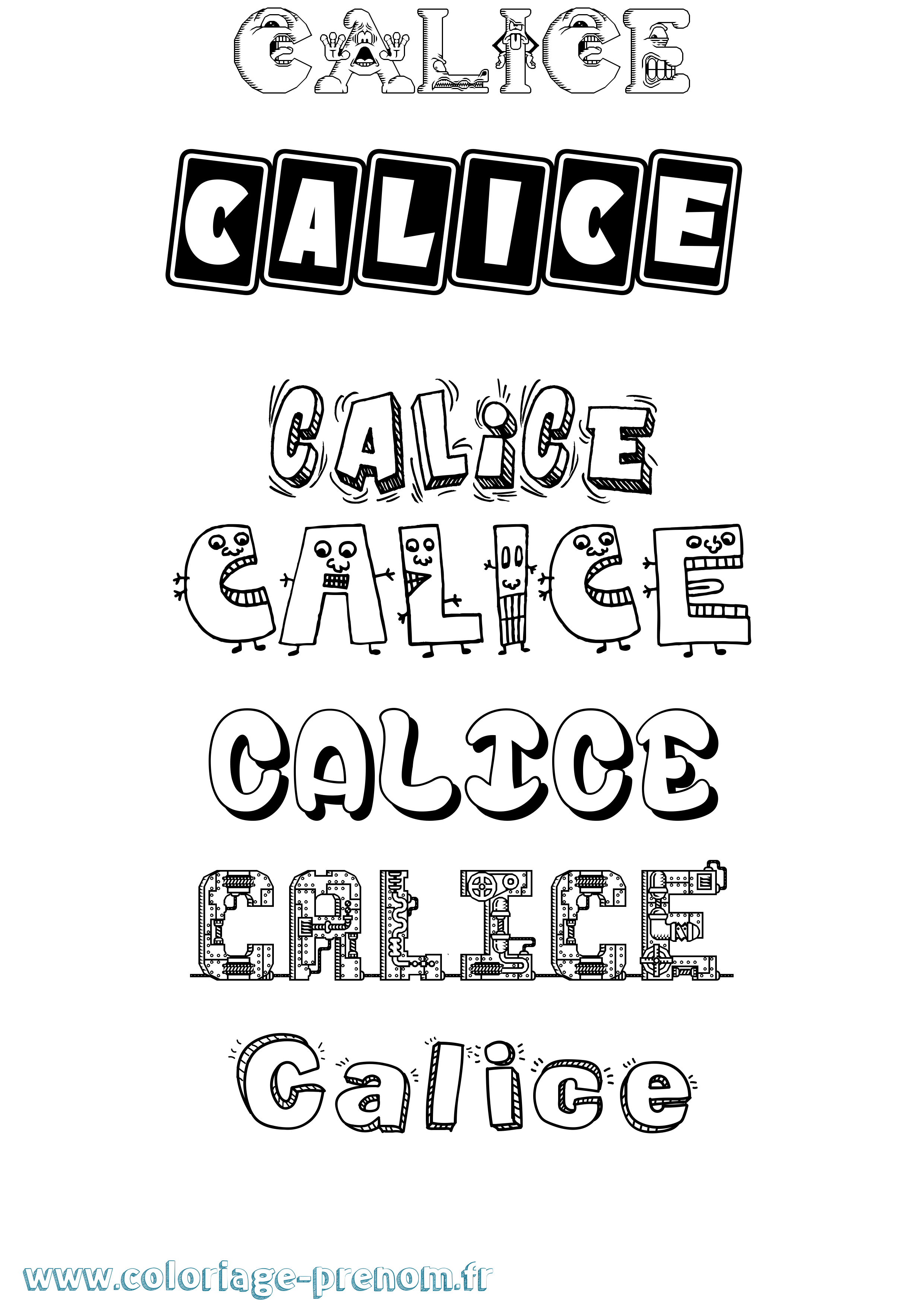 Coloriage prénom Calice Fun