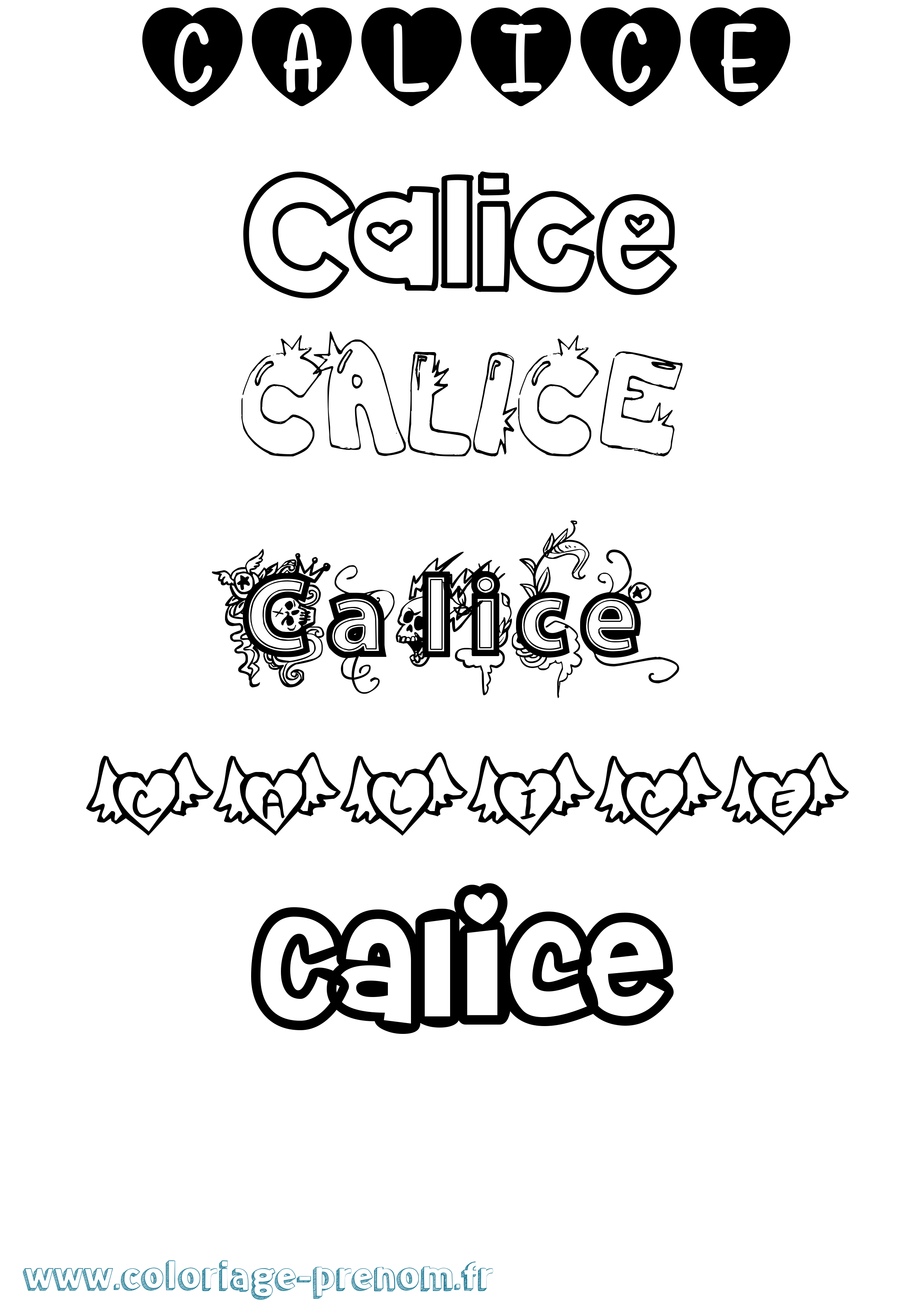 Coloriage Calice Girly Coloriage prénom Calice Girly
