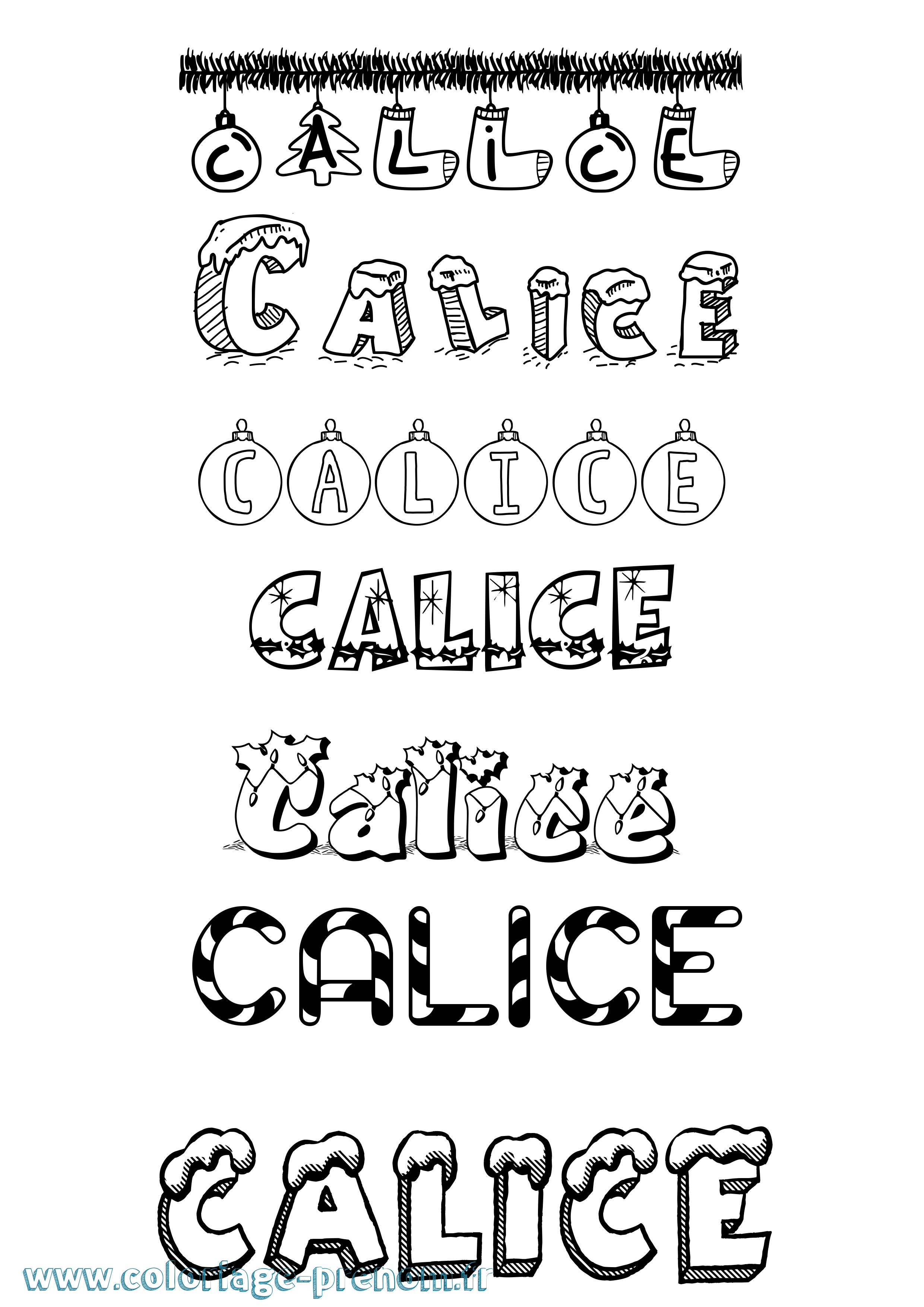 Coloriage Calice Noël Coloriage prénom Calice Noël