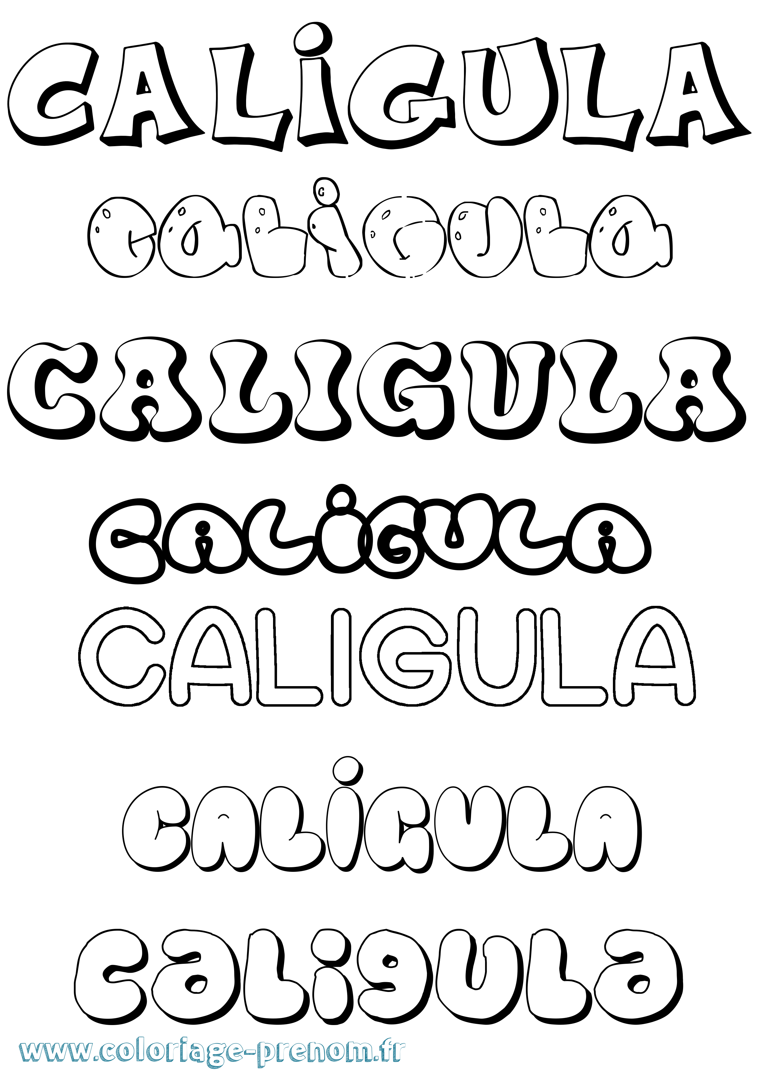 Coloriage Caligula Bubble Coloriage prénom Caligula Bubble