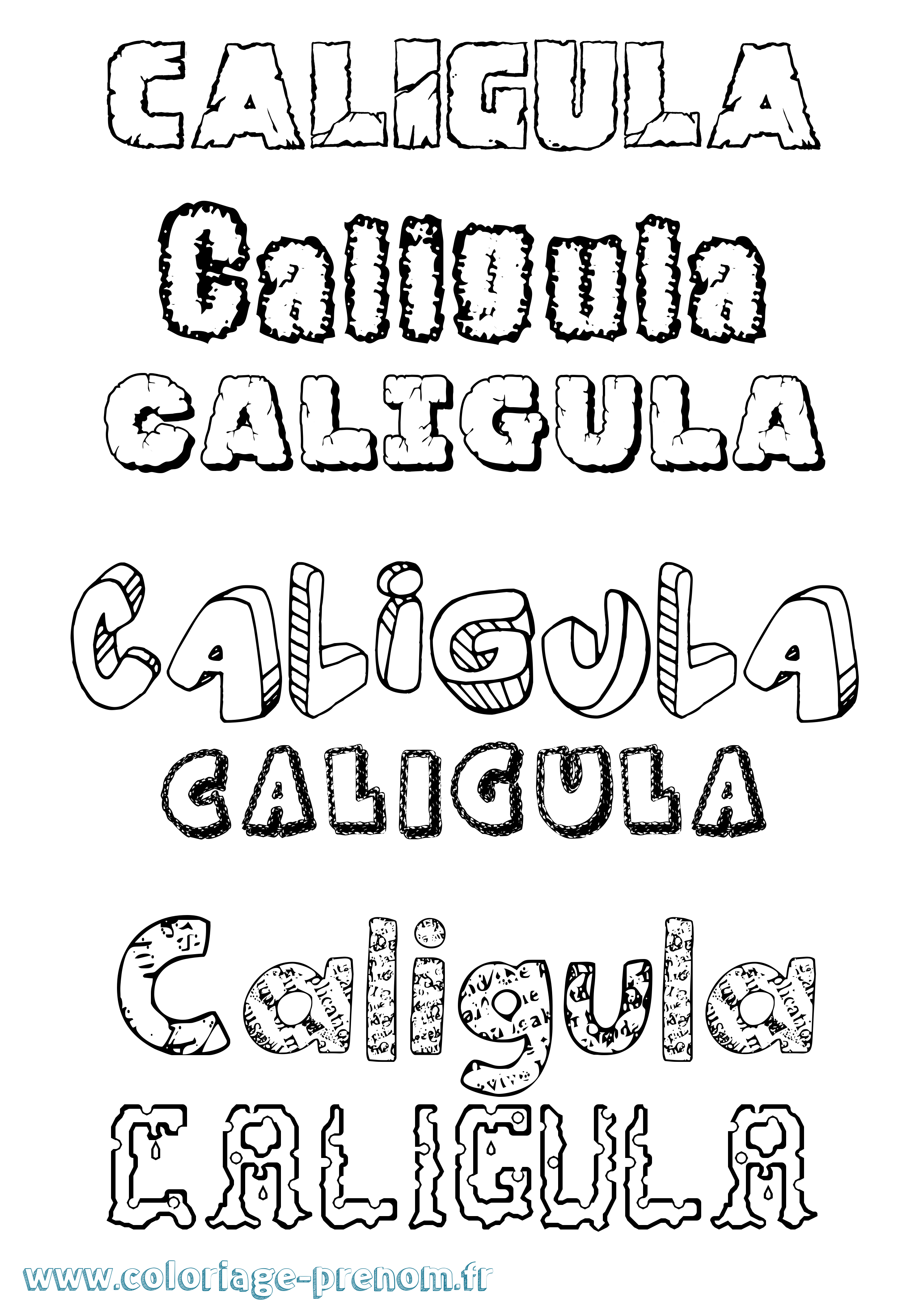 Coloriage prénom Caligula Destructuré