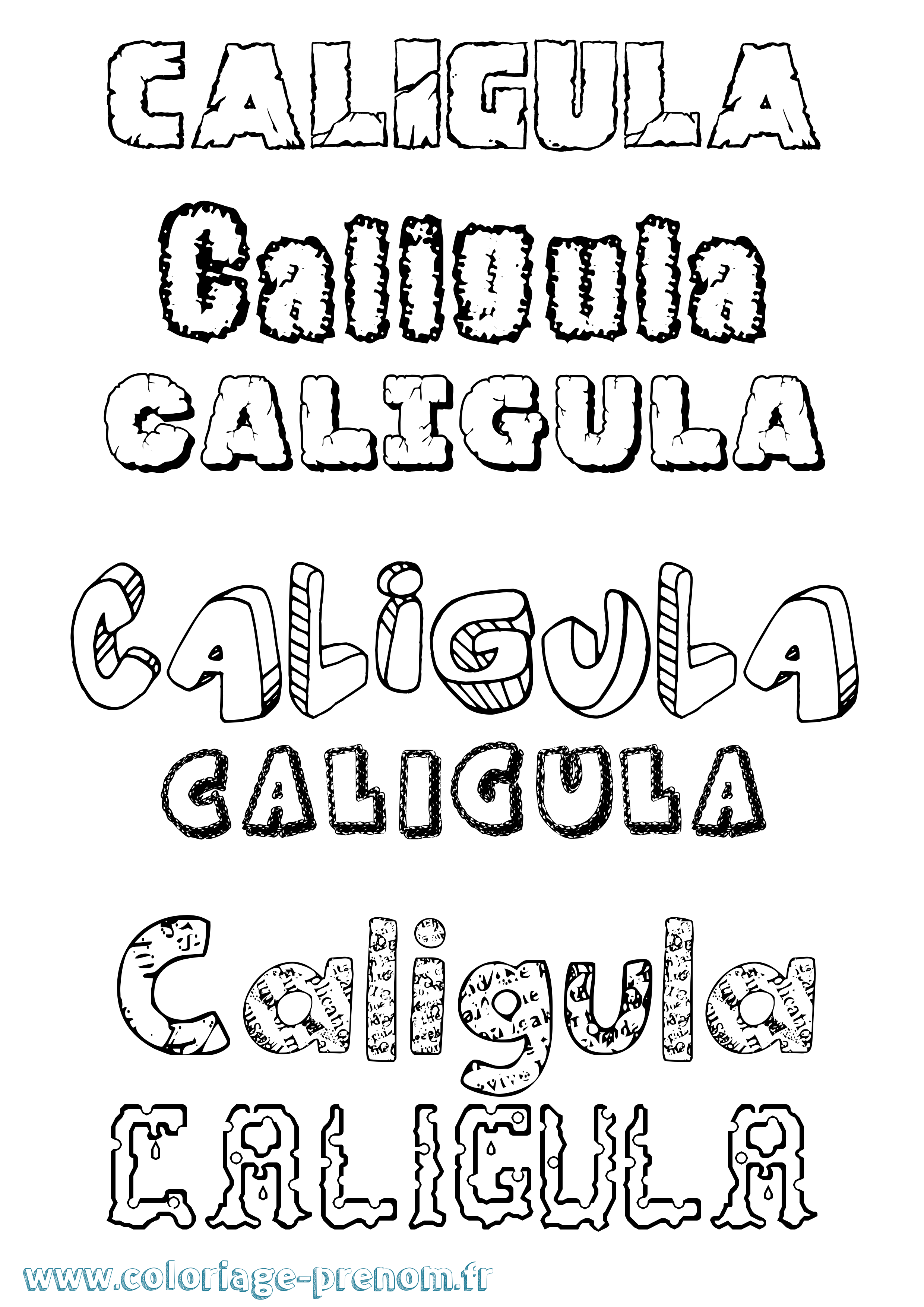 Coloriage Caligula Destructuré Coloriage prénom Caligula Destructuré